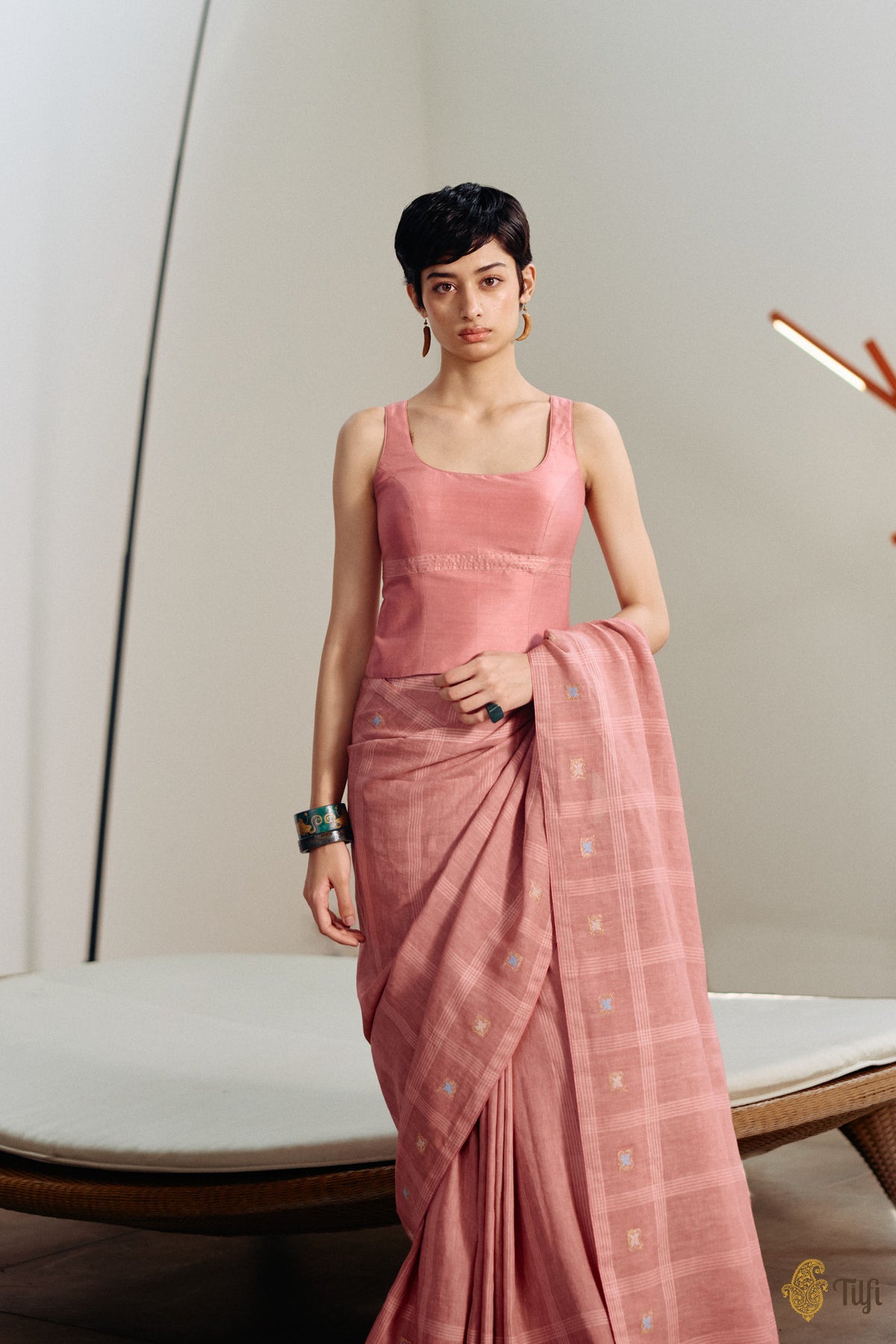 Old Rose Pink Pure Silk Cotton Long Blouse