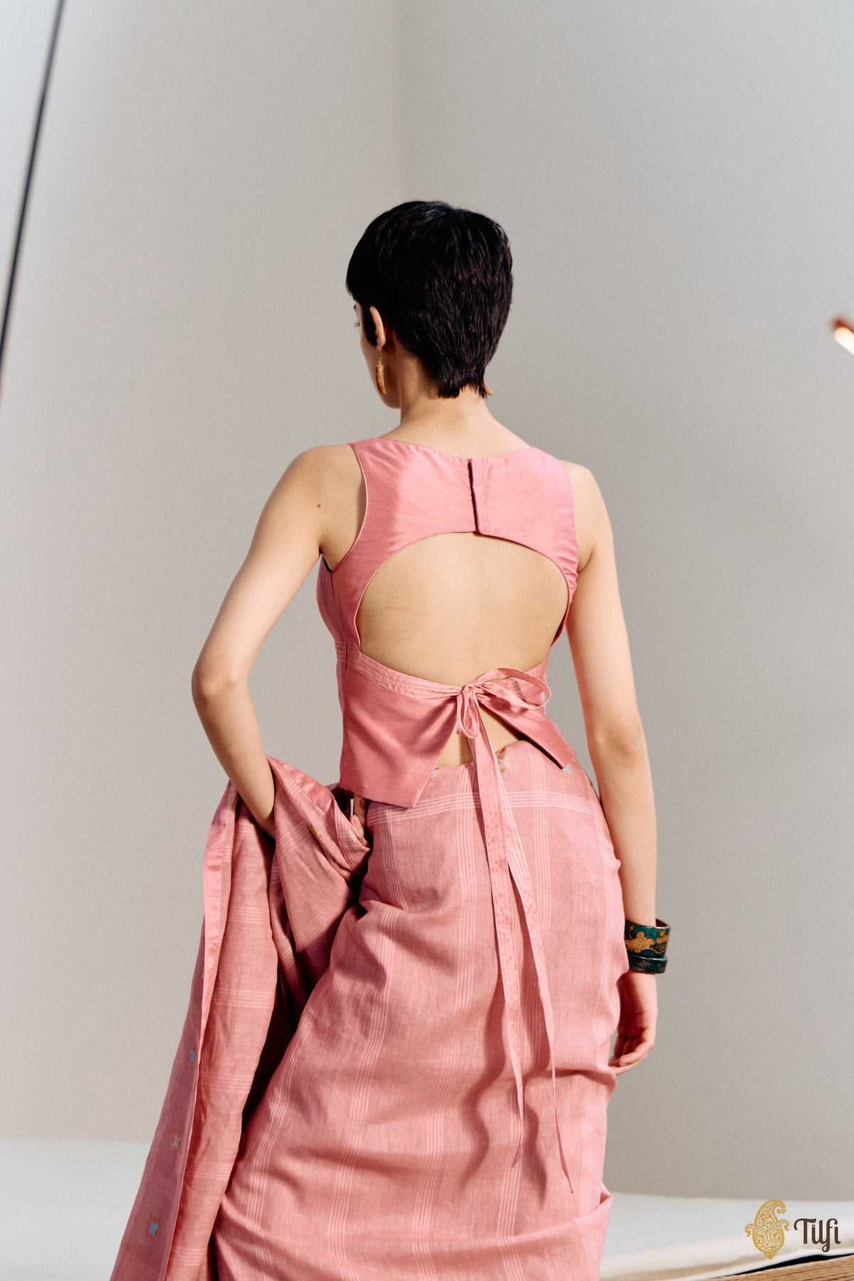 Old Rose Pink Pure Silk Cotton Long Blouse