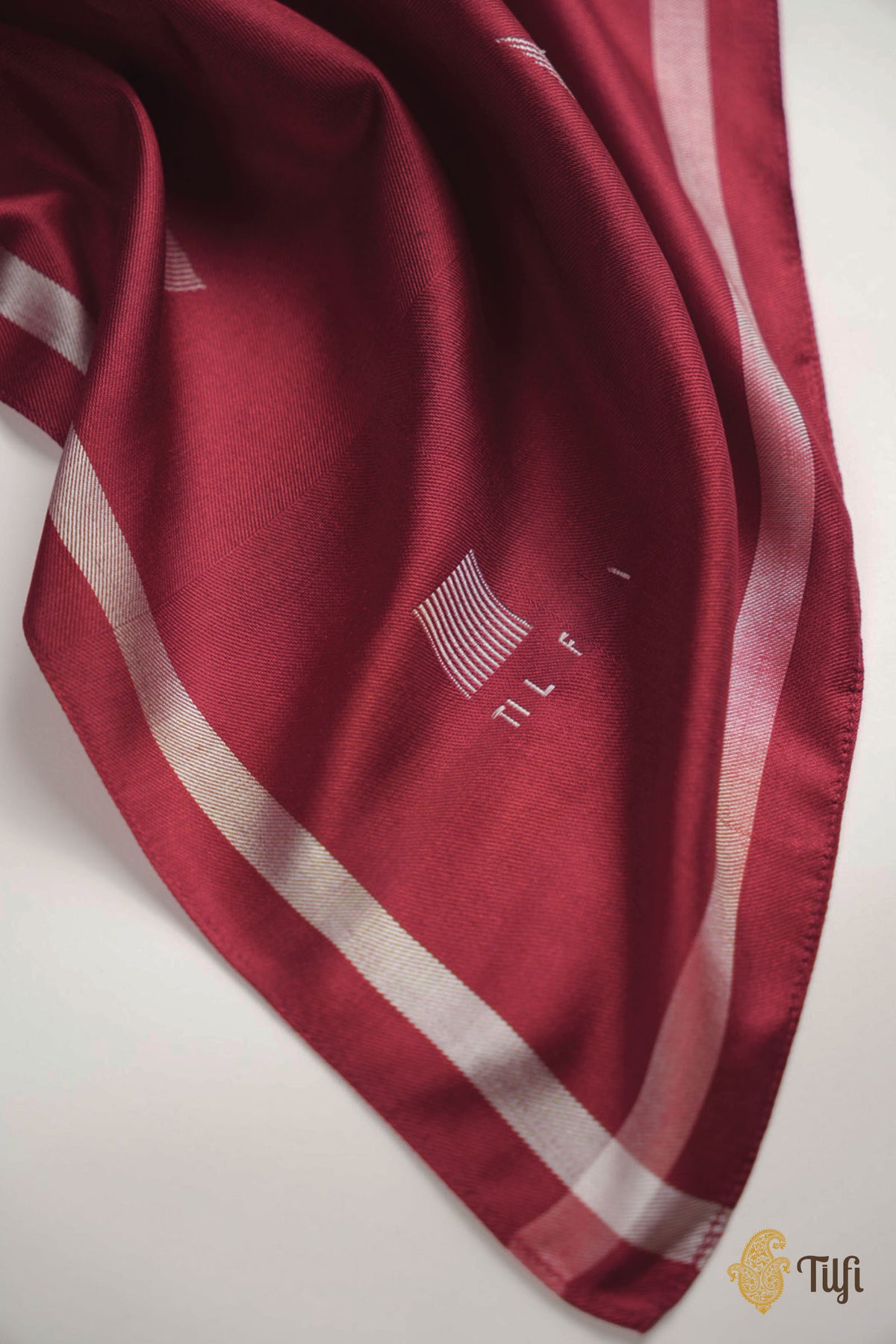 Maroon Grid Pure Silk Twill Scarf