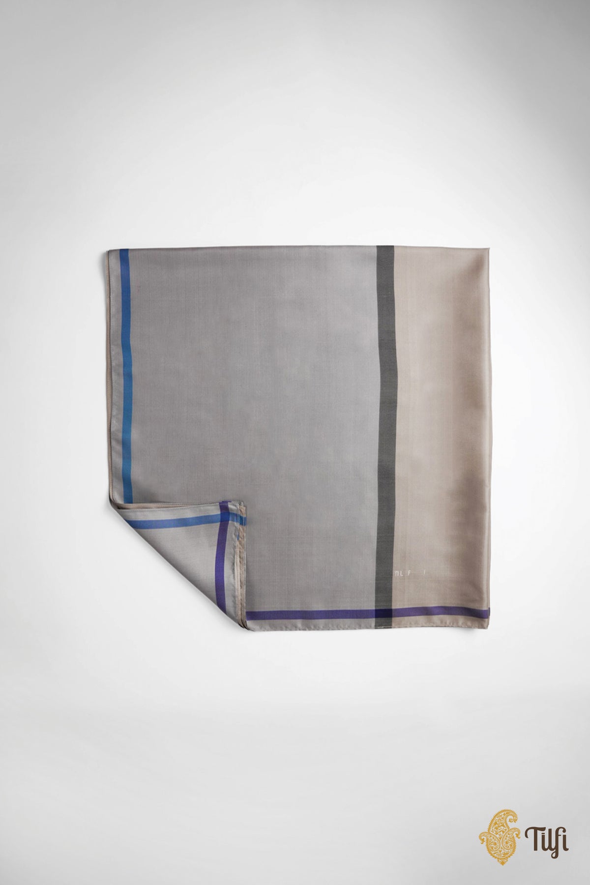 Grey Pure Silk Twill Scarf