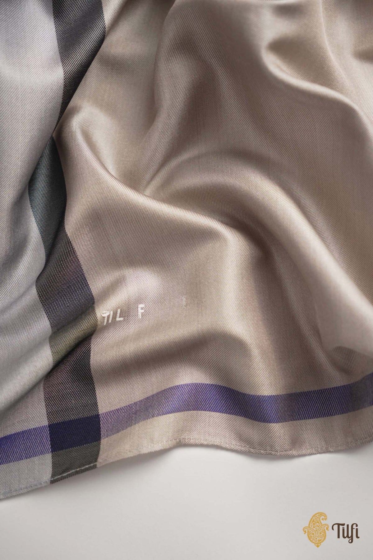 Grey Pure Silk Twill Scarf