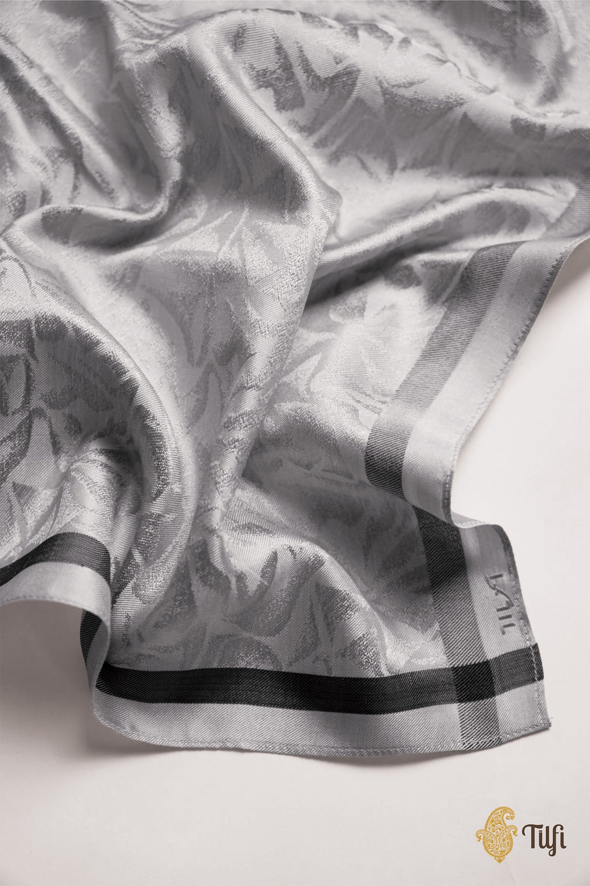 Grey Pure Silk Scarf