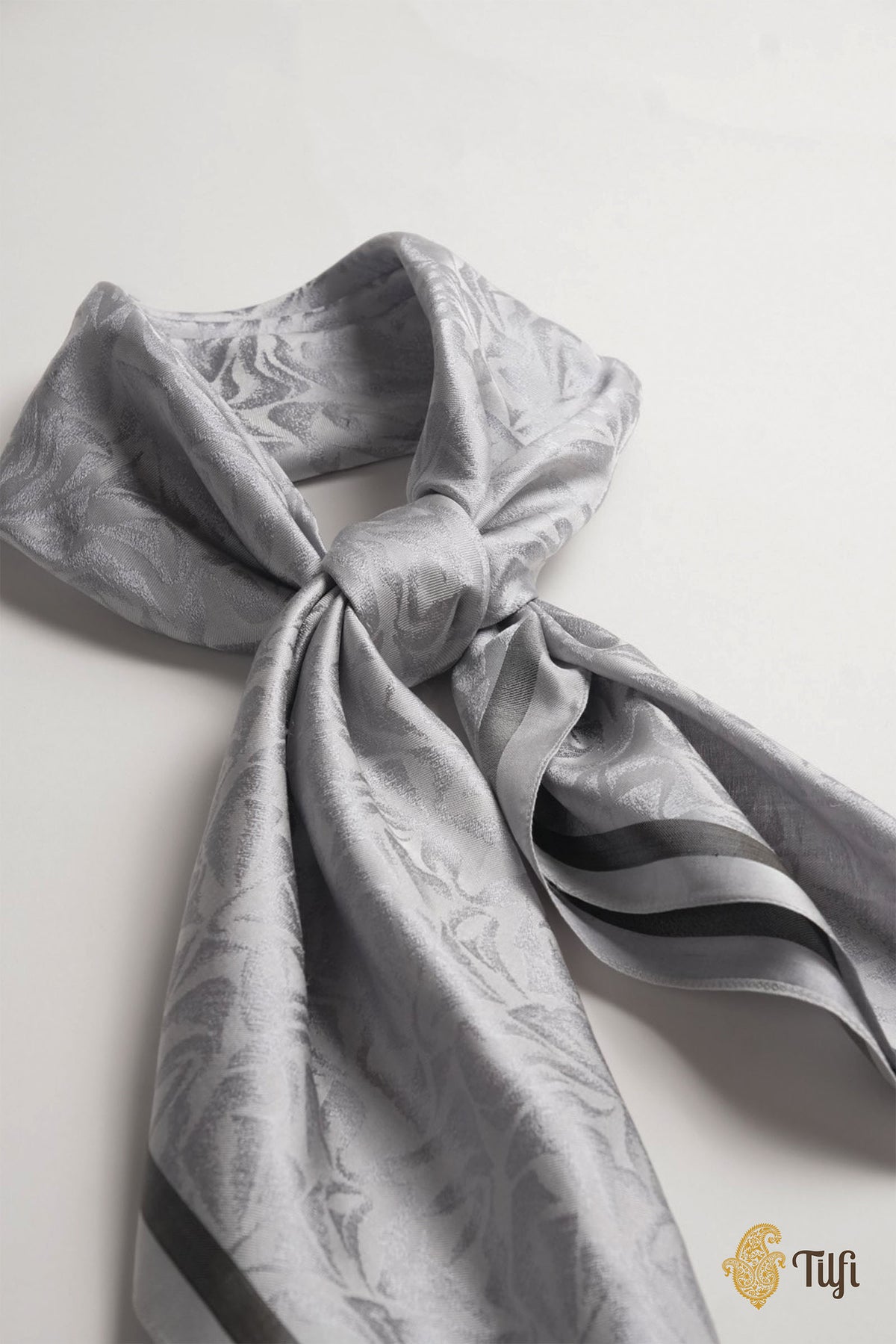 Grey Pure Silk Scarf