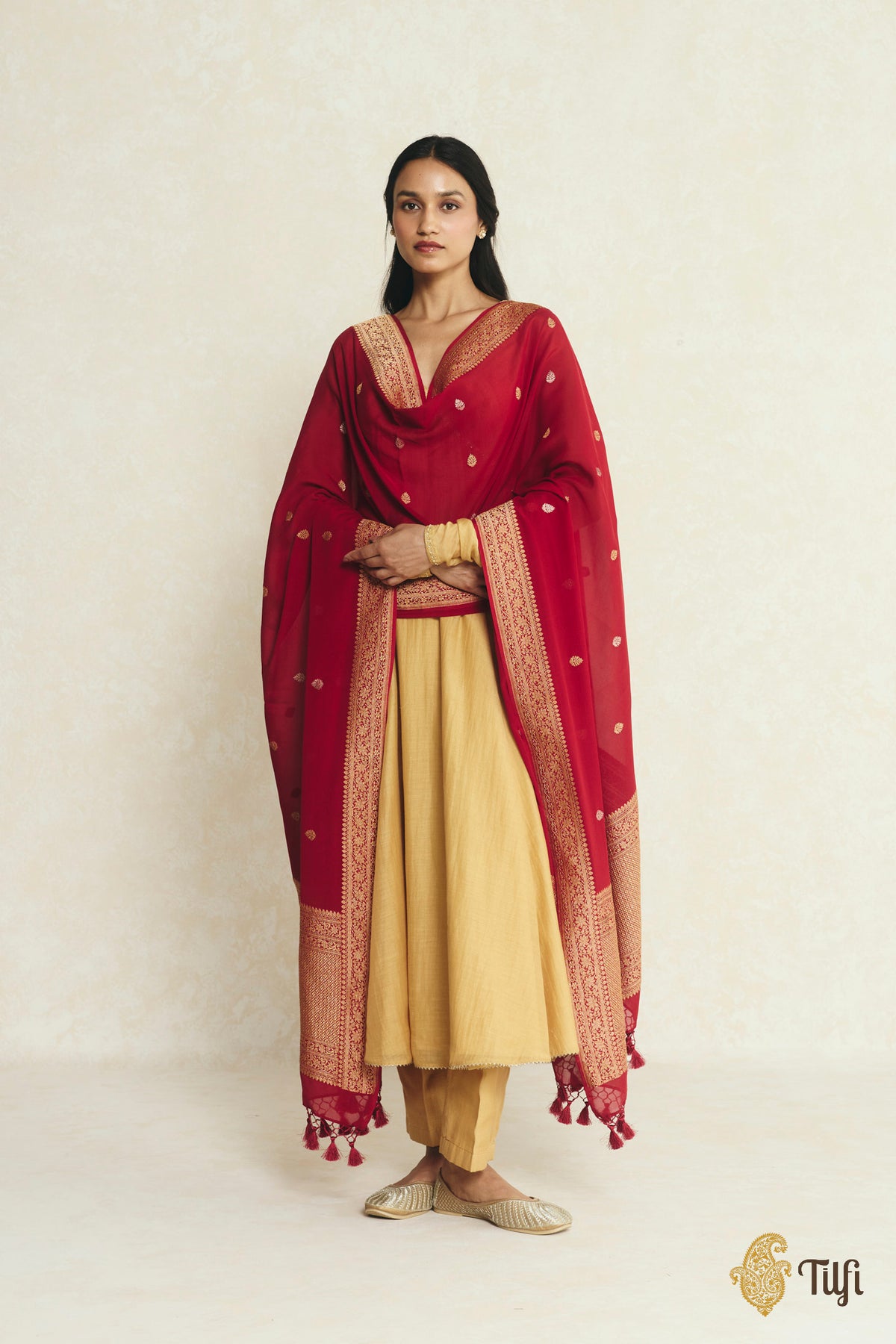 Maroon Pure Khaddi Chiffon Georgette Dupatta