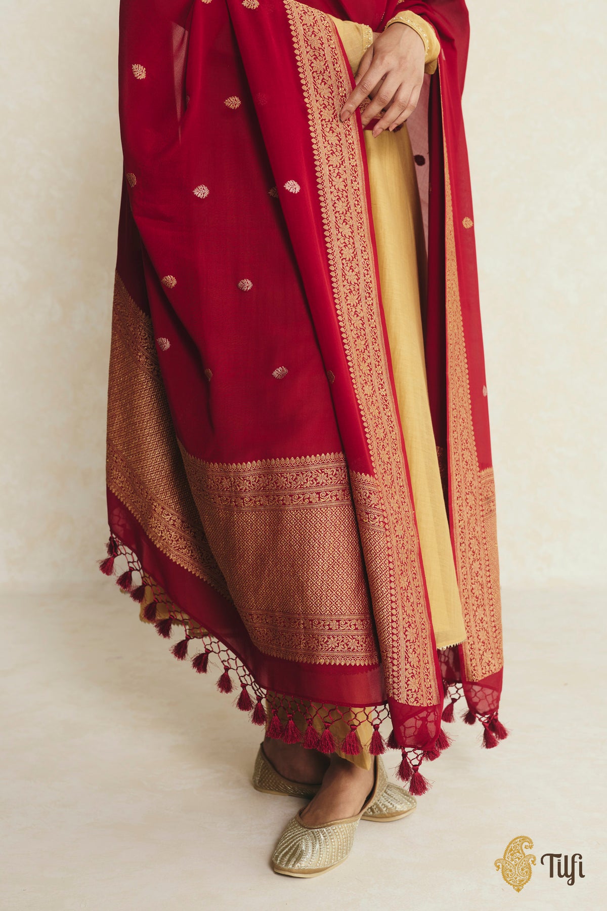 Maroon Pure Khaddi Chiffon Georgette Dupatta