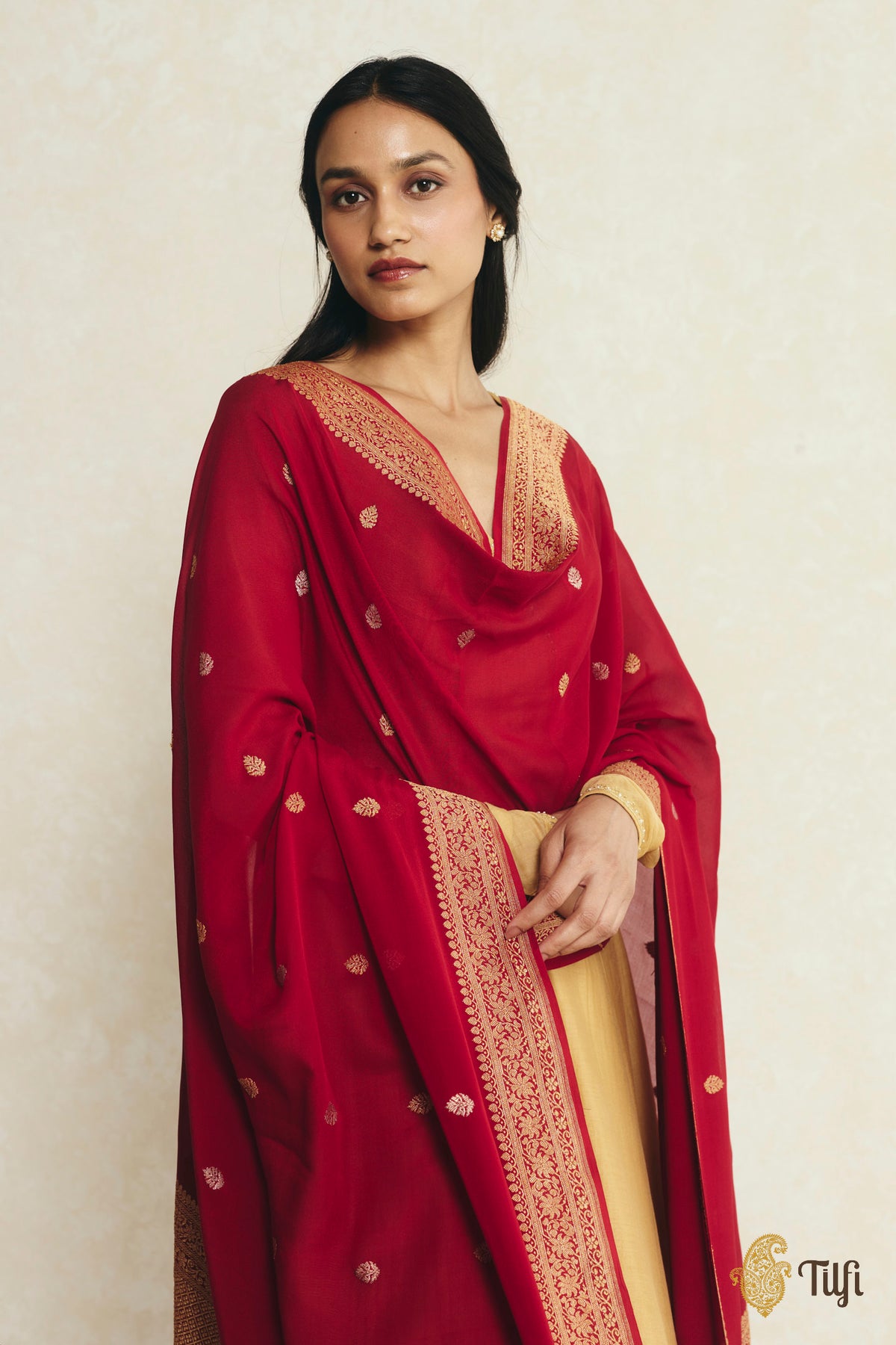 Maroon Pure Khaddi Chiffon Georgette Dupatta