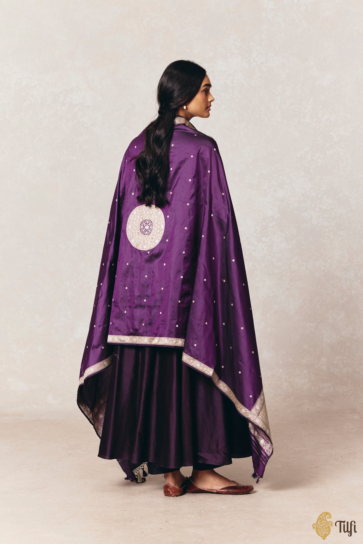 Purple Pure Katan Silk Banarasi Handloom Dupatta