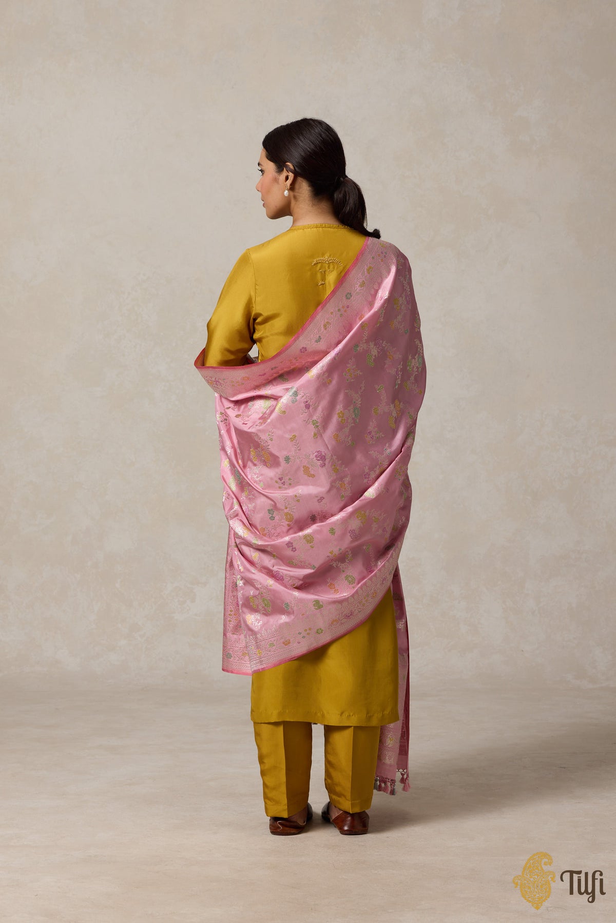 Pink Pure Katan Silk Banarasi Handloom Dupatta