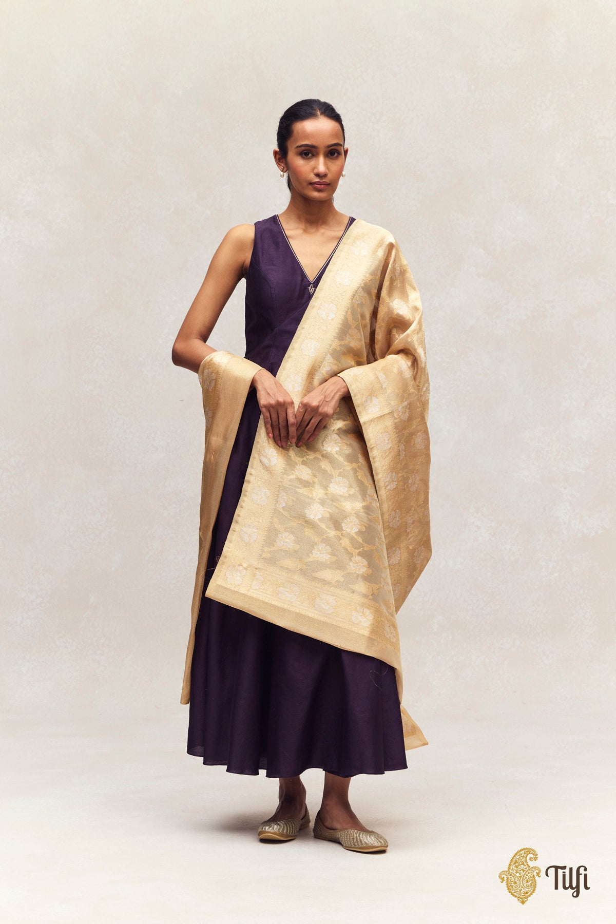 Kora Tissue Jangla Gold Dupatta