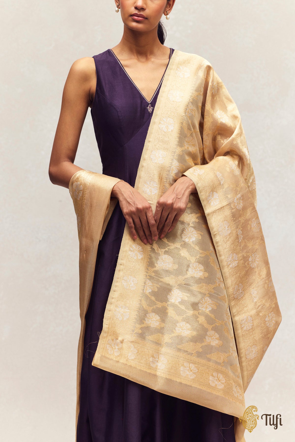 Kora Tissue Jangla Gold Dupatta