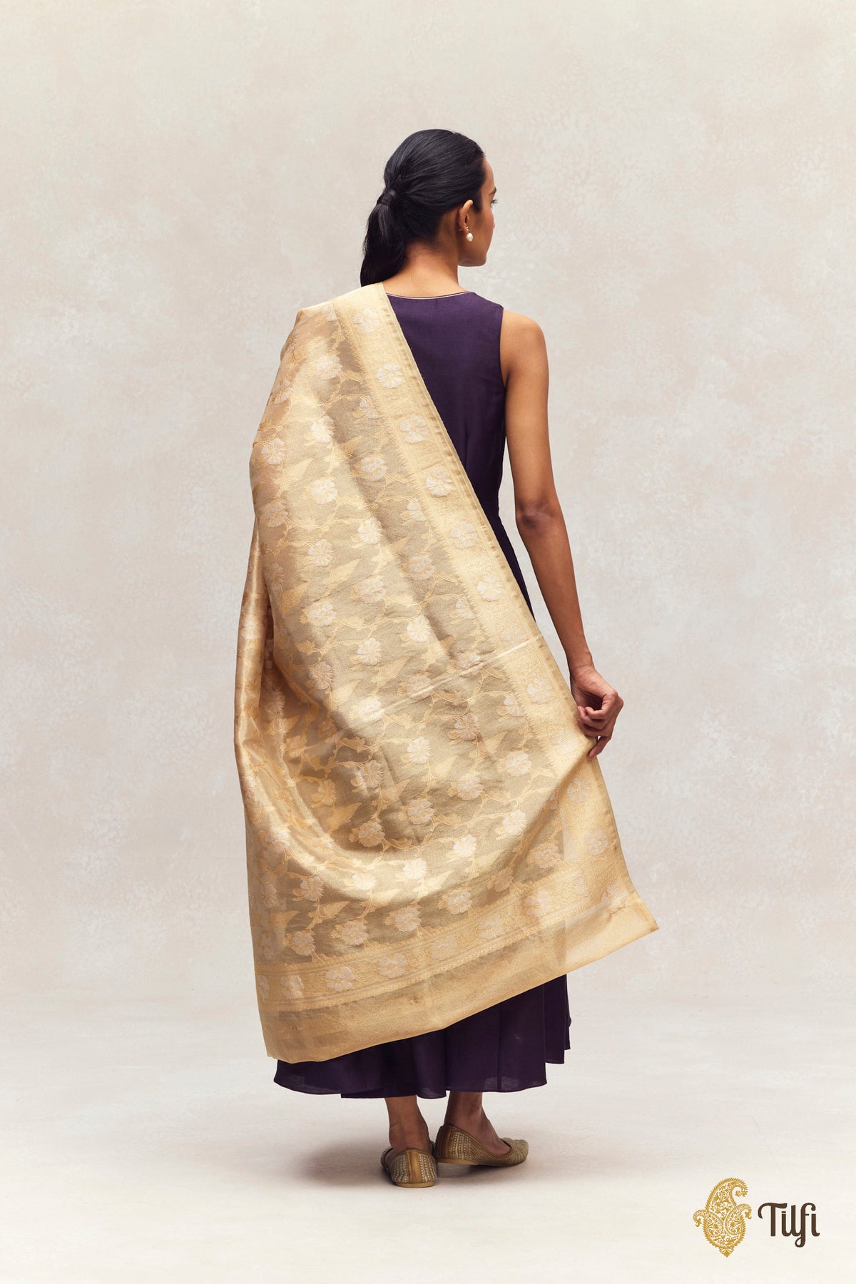 Kora Tissue Jangla Gold Dupatta