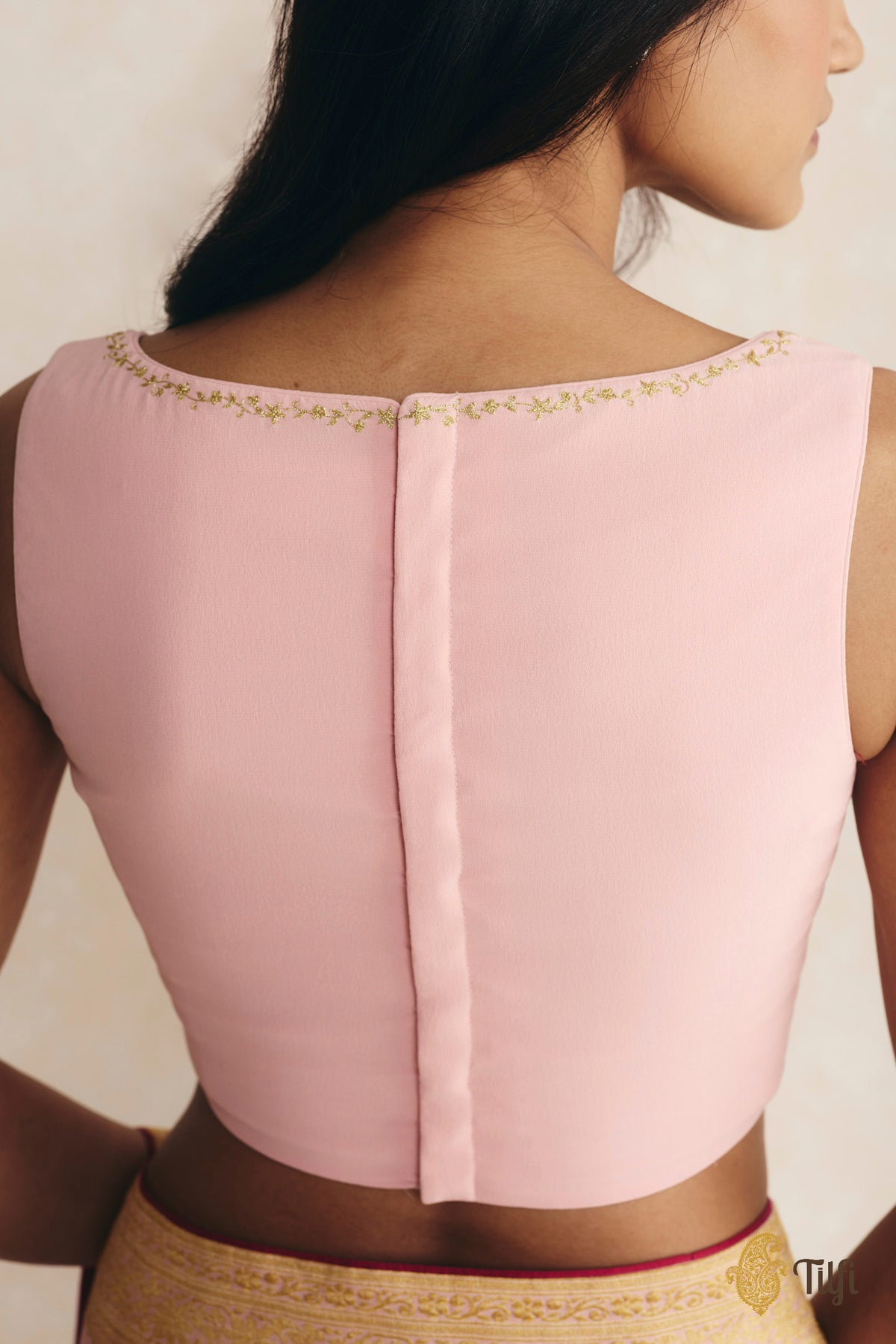 Pink Pure Georgette Hand-Embroidered Blouse