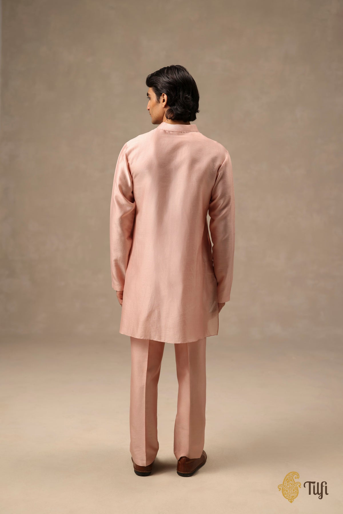 Pink Pure Chanderi Silk Hand-Embroidered Kurta Set