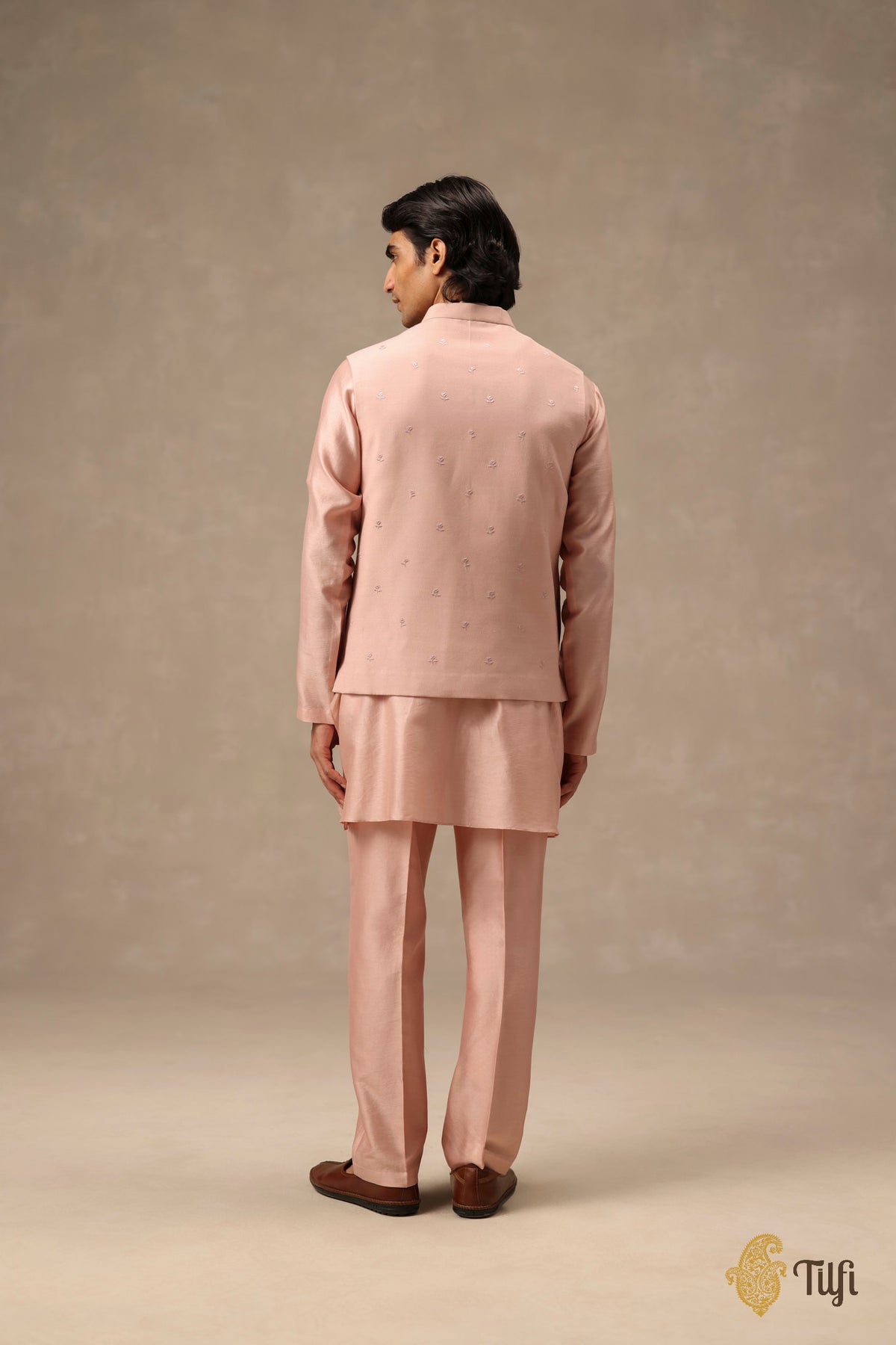 Pink Pure Monga Silk Handwoven Sadri