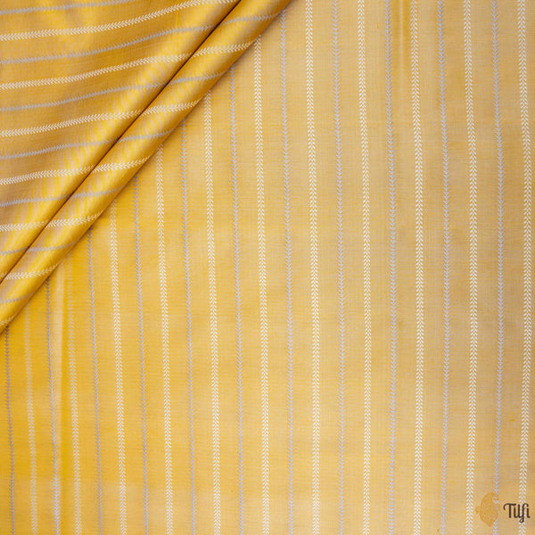 Yellow Pure Soft Satin Silk Banarasi Handloom Fabric - Tilfi