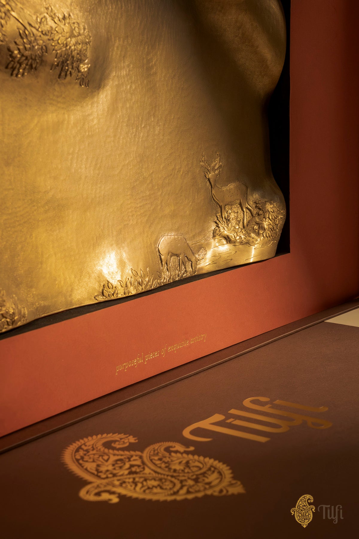 'At the Watering Hole' Shikargah Handcrafted Brass Platter