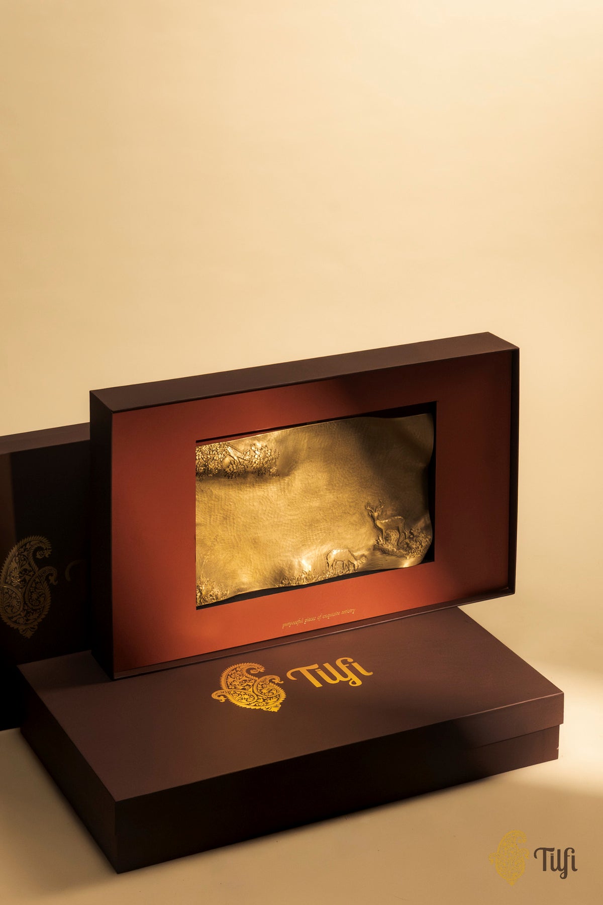 'At the Watering Hole' Shikargah Handcrafted Brass Platter
