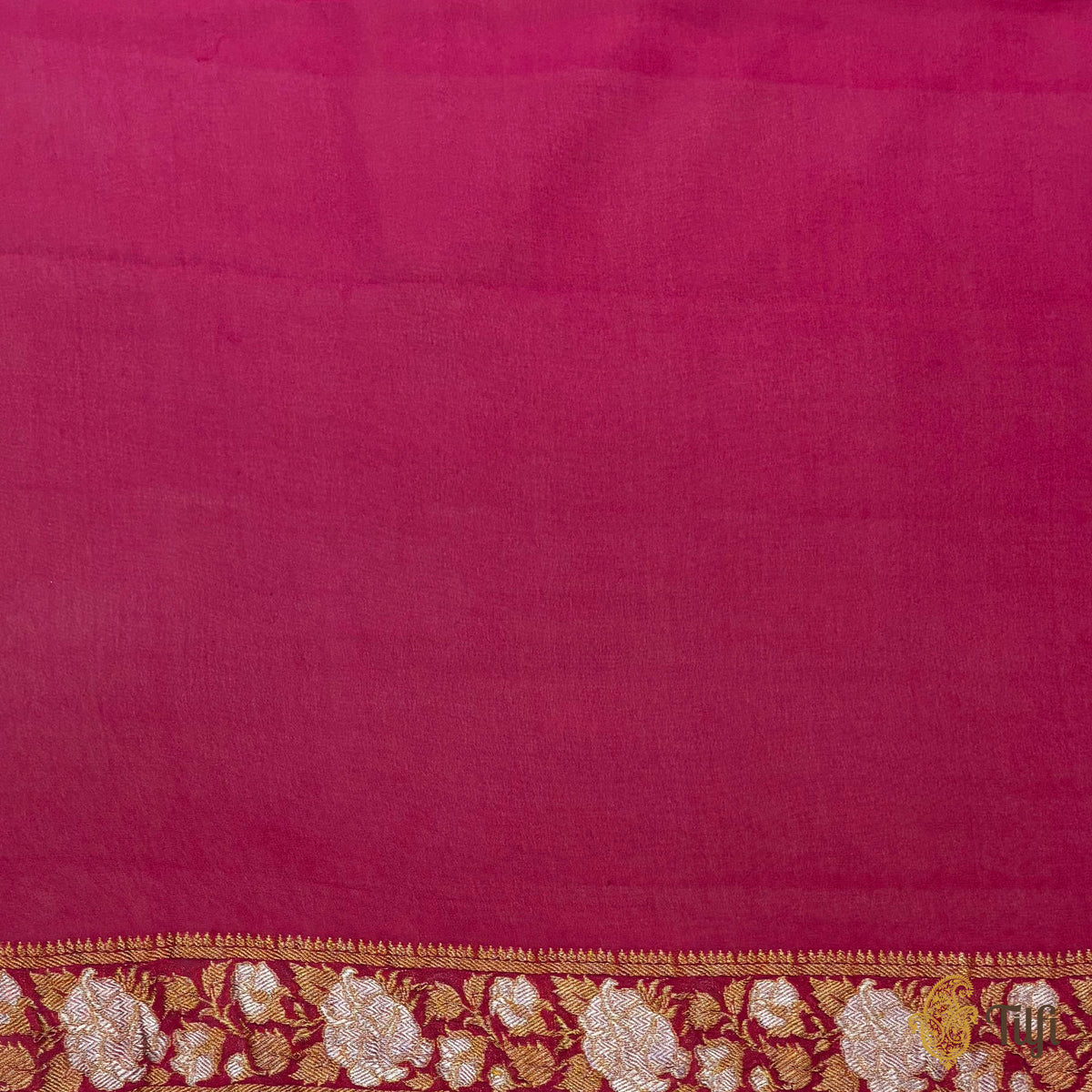 Pink Pure Khaddi Georgette Banarasi Handloom Saree