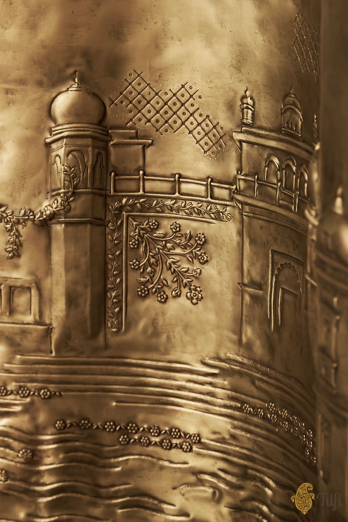 'Kashi' Undulated Pure Brass Metal Repoussé Art