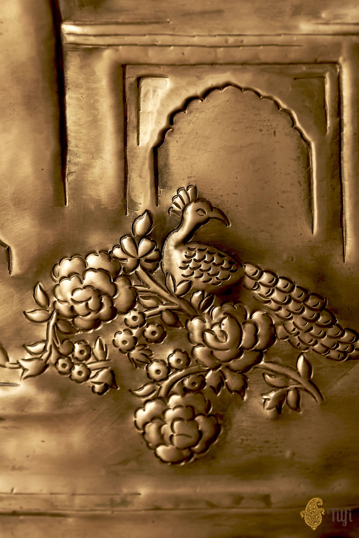 'Kashi' Undulated Pure Brass Metal Repoussé Art