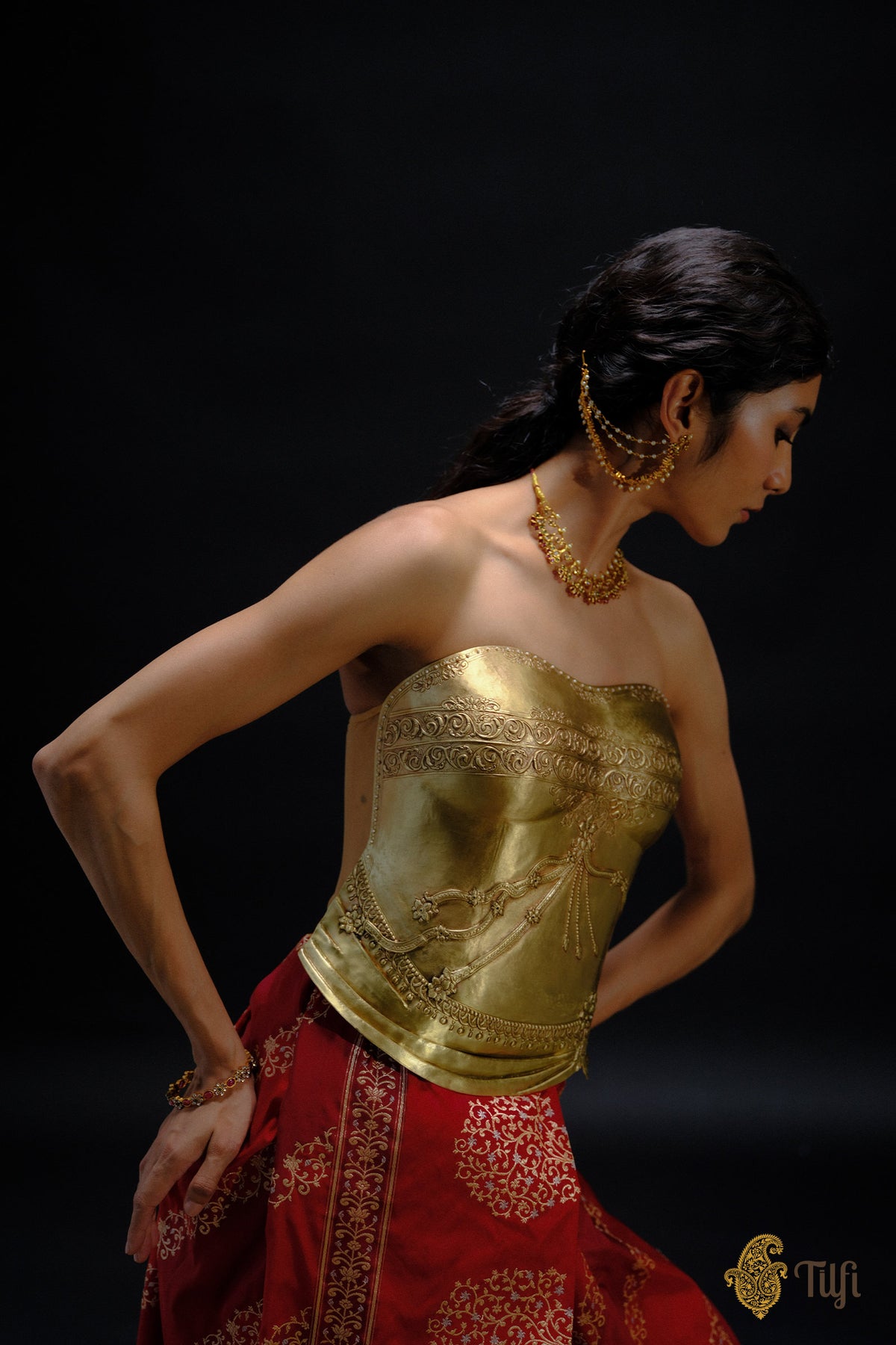 'Hemangini' Brass Metal Repoussé Corset