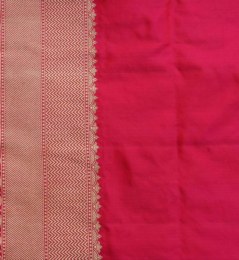 Red-Rani Pink Pure Katan Silk Banarasi Handloom Saree