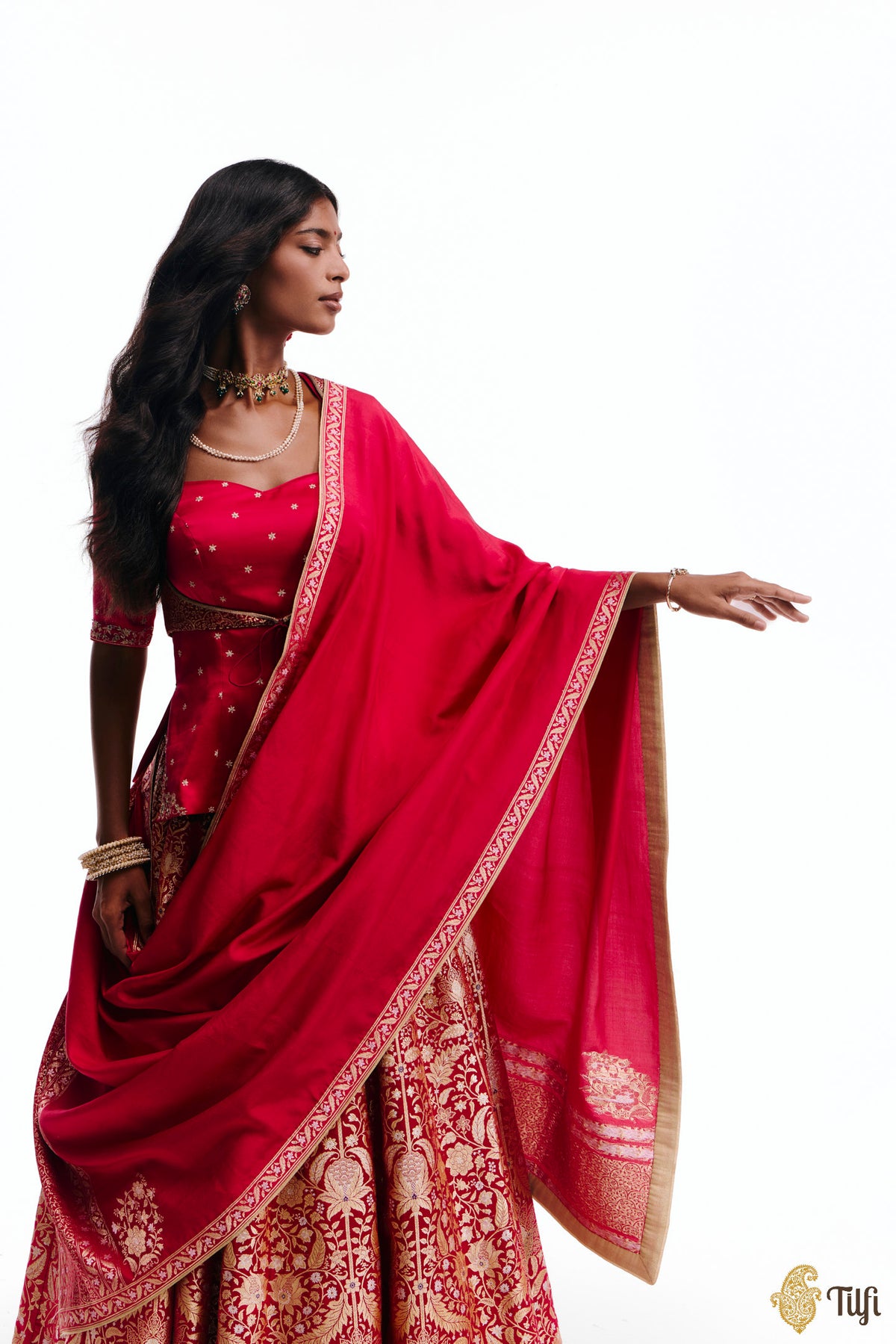 'Iram' Rani Pink Real Zari Pure Satin Silk Banarasi Handloom Lehenga Set