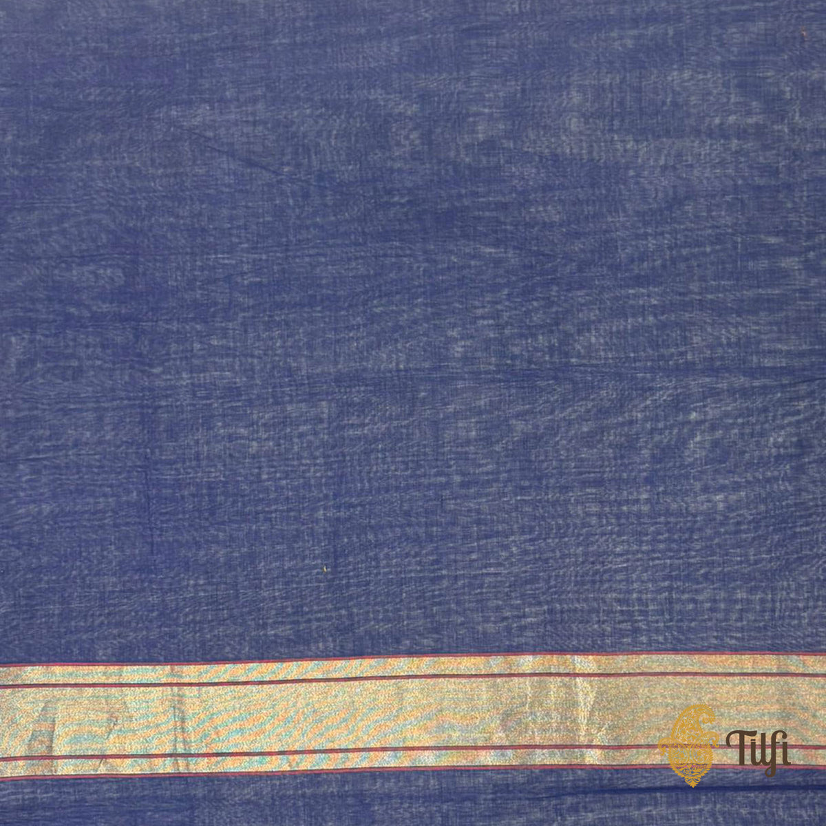 'Ananta' Navy Blue Pure Cotton Jamdani Real Zari Banarasi Handloom Saree