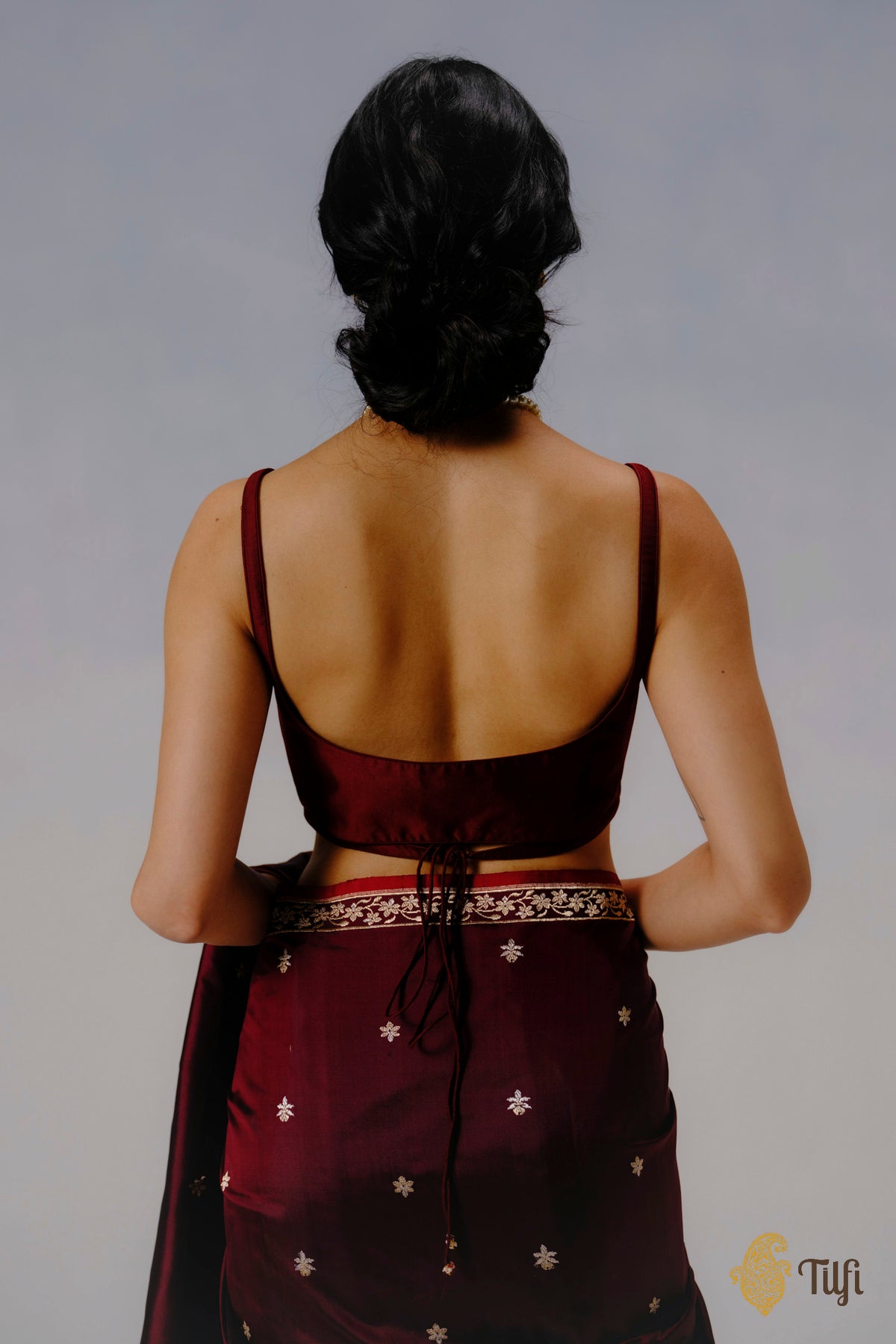 Maroon Pure Katan Silk Handloom Banarasi Blouse