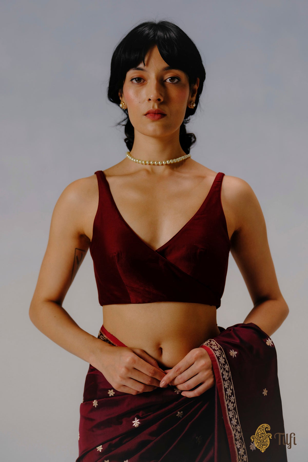 Maroon Pure Katan Silk Handloom Banarasi Blouse