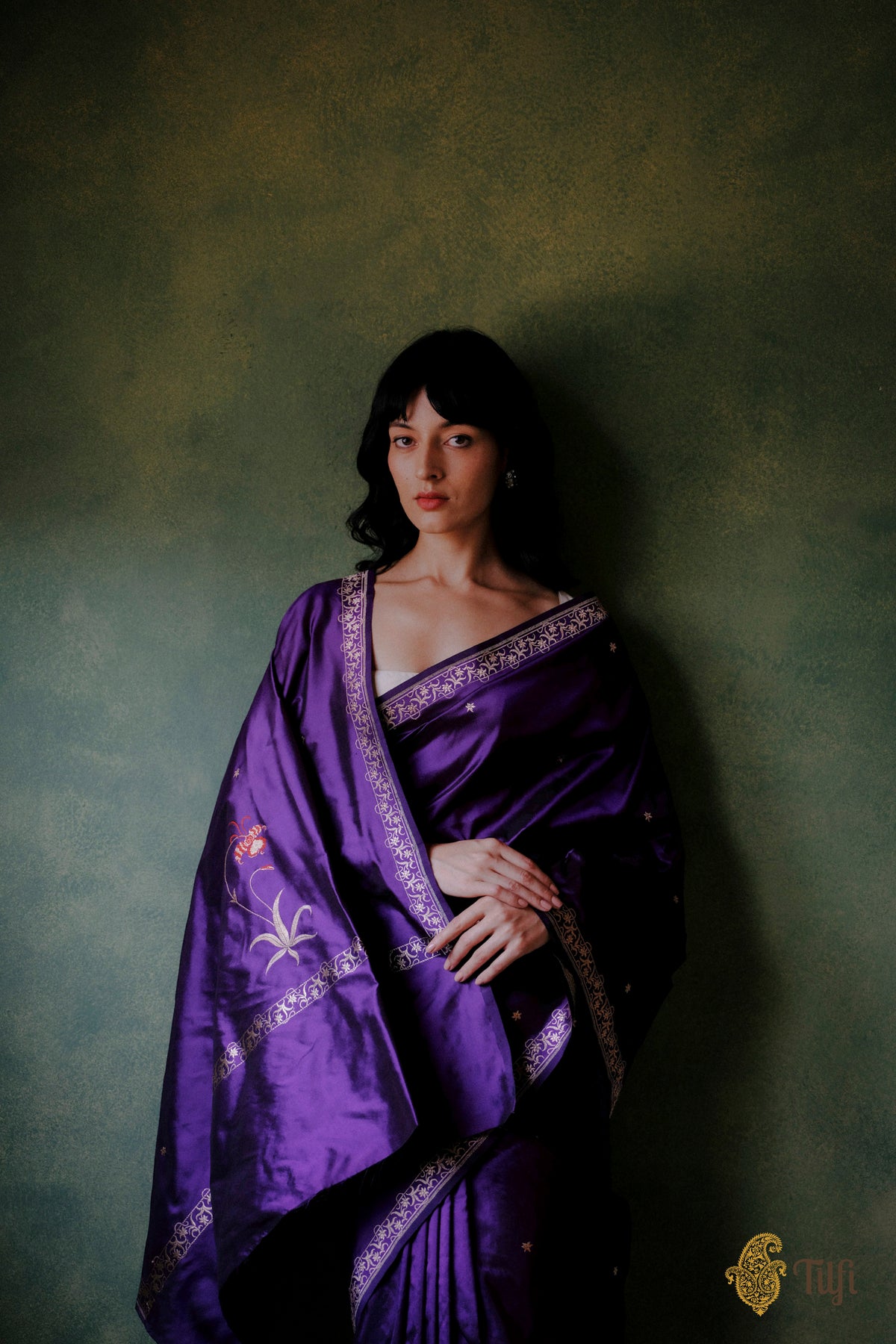 'Eria' Purple Pure Katan Silk Banarasi Handloom Saree