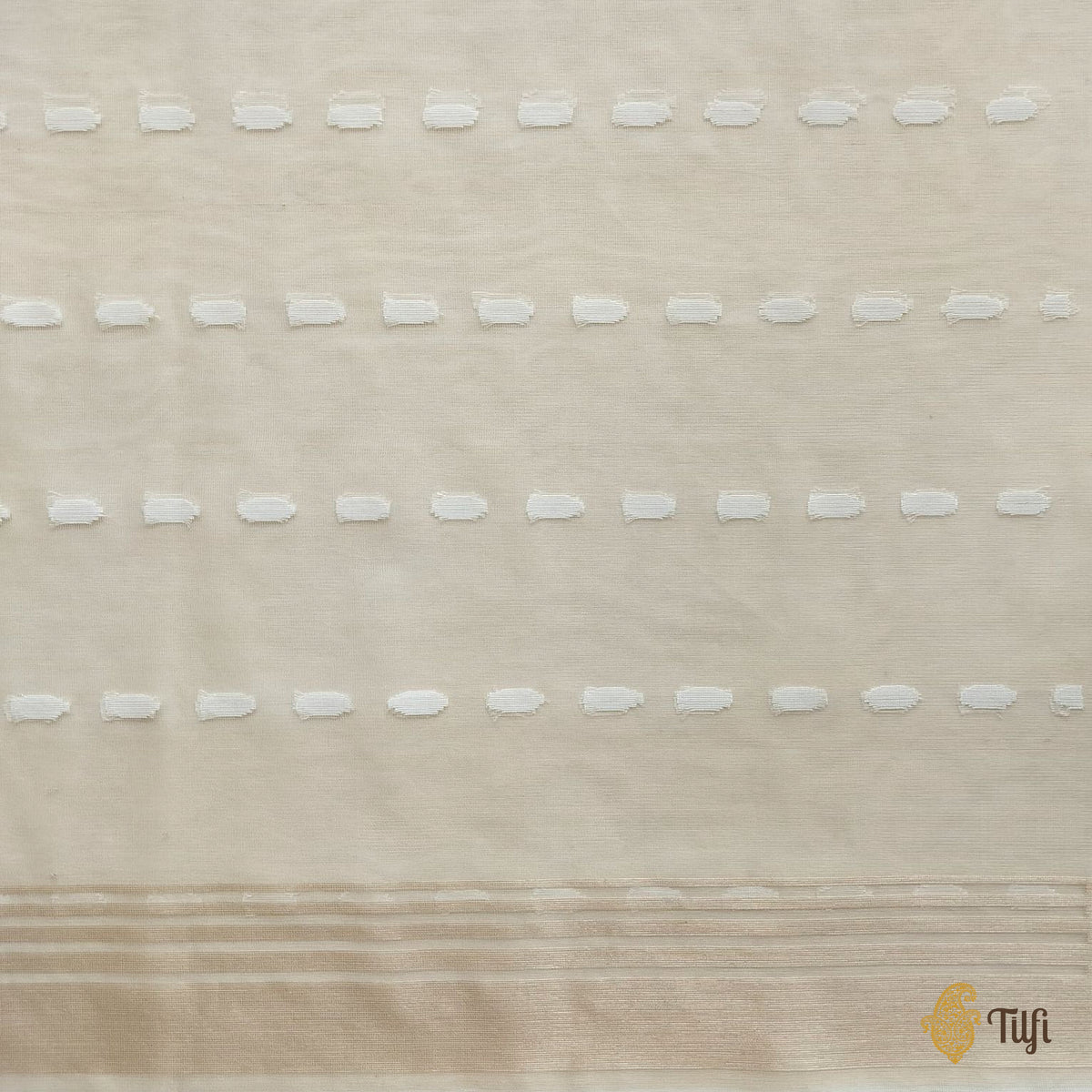 Pre-Order: Beige Pure Kora Silk Net Banarasi Handloom Saree