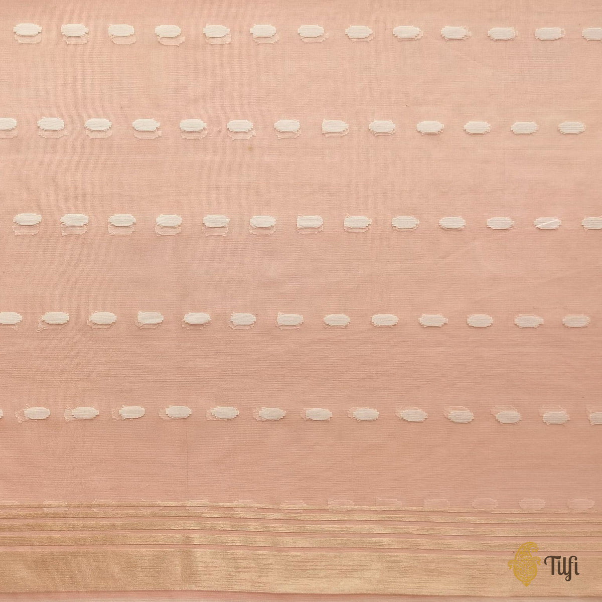 Coral Pink Pure Kora Silk Net Banarasi Handloom Saree