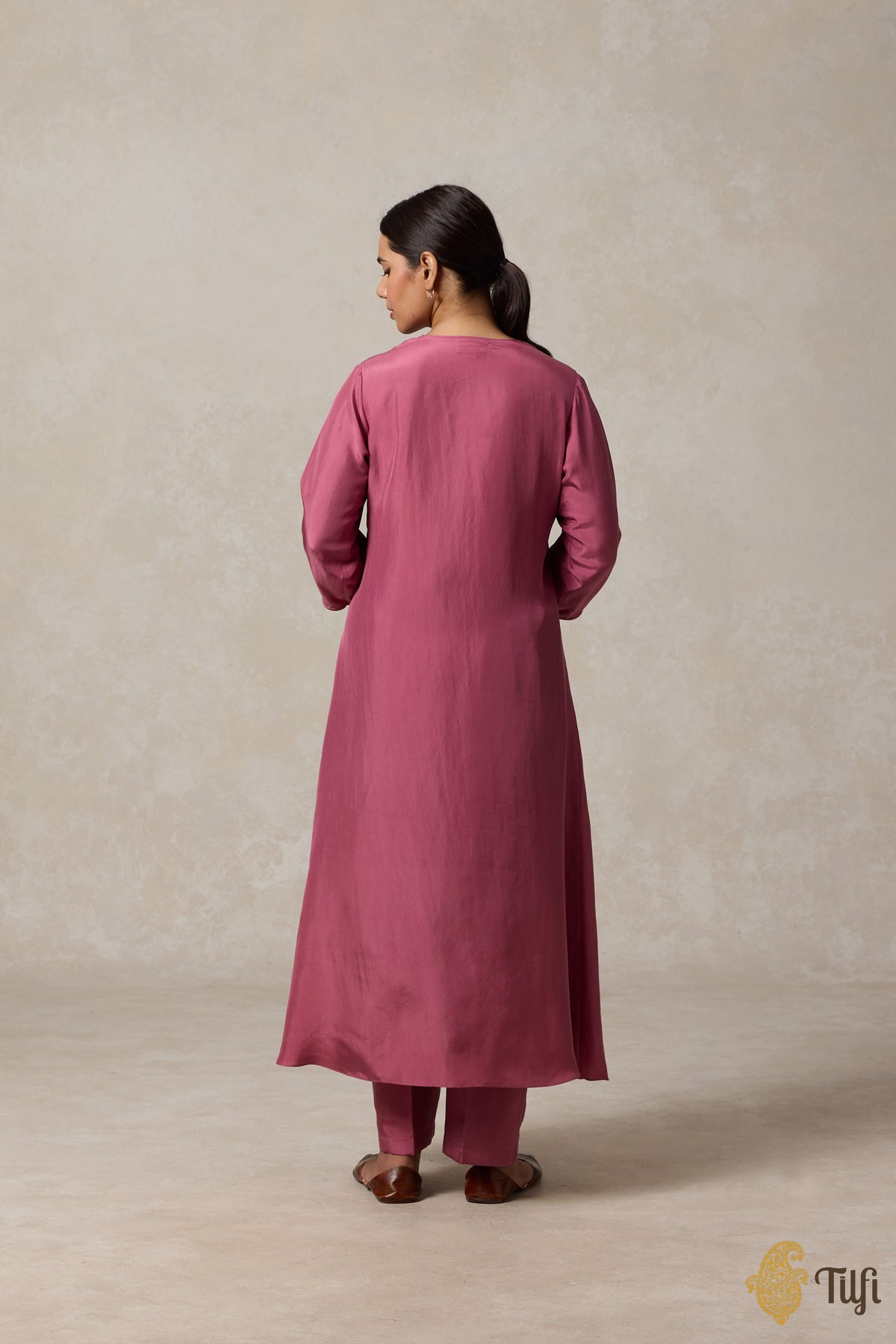 Pink Hand-Embroidered Pure Silk Suit Set