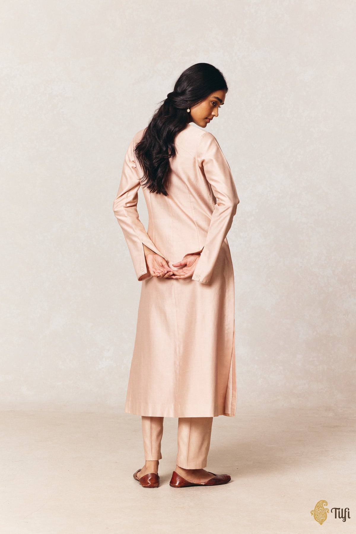 Light Nude Pink Pure Silk Cotton Tilfi Essentials Suit Set