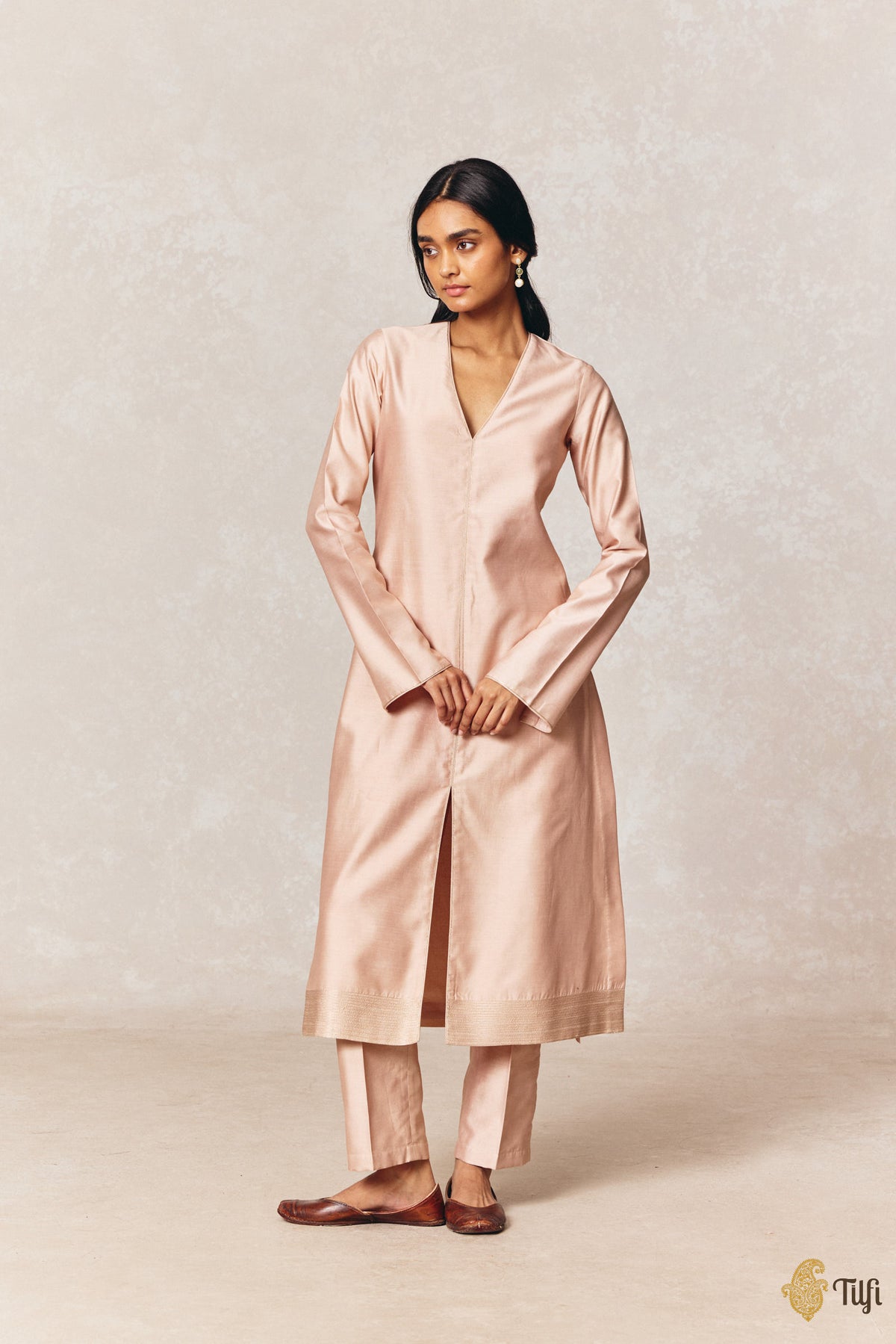 Light Nude Pink Pure Silk Cotton Tilfi Essentials Suit Set