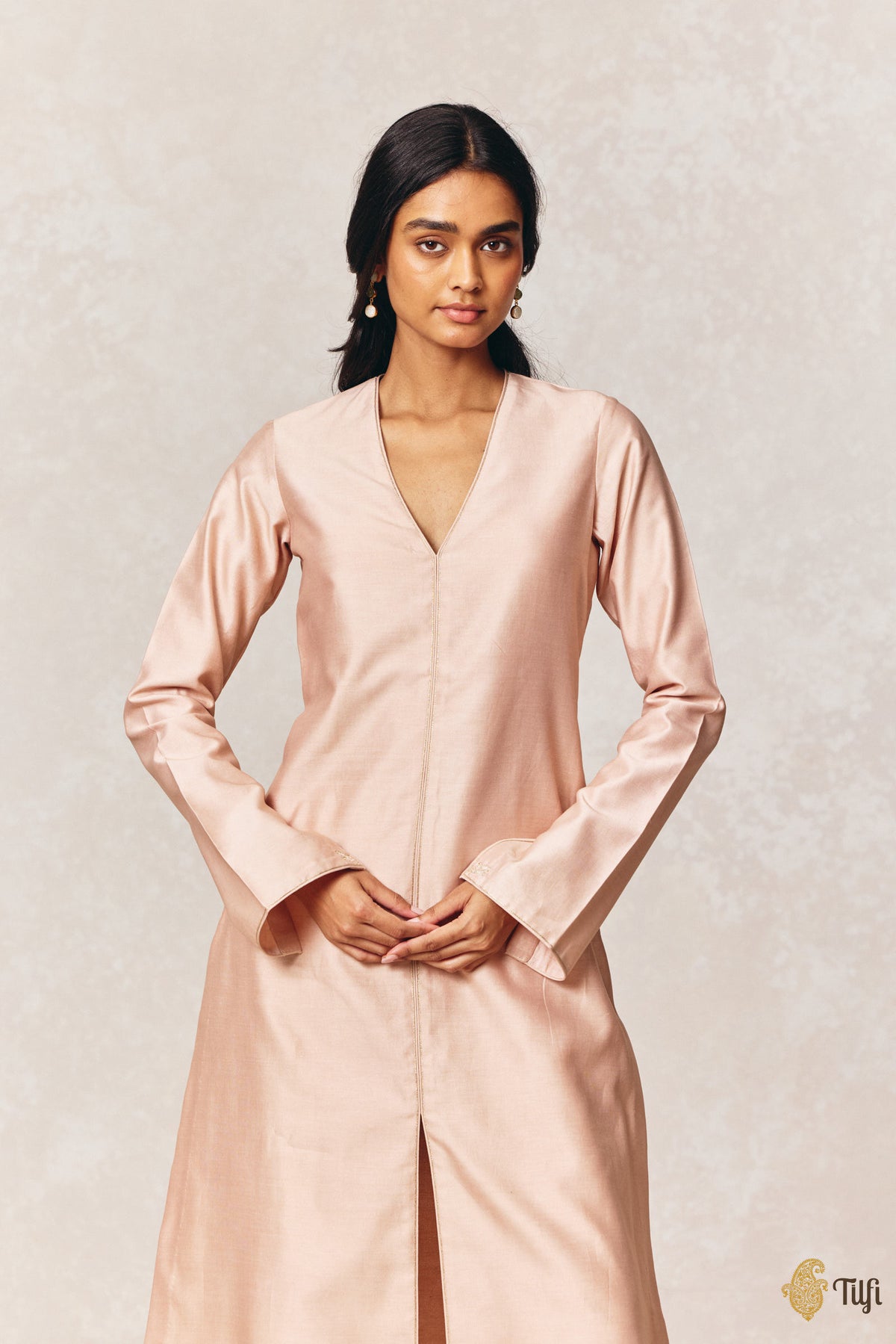 Light Nude Pink Pure Silk Cotton Tilfi Essentials Suit Set