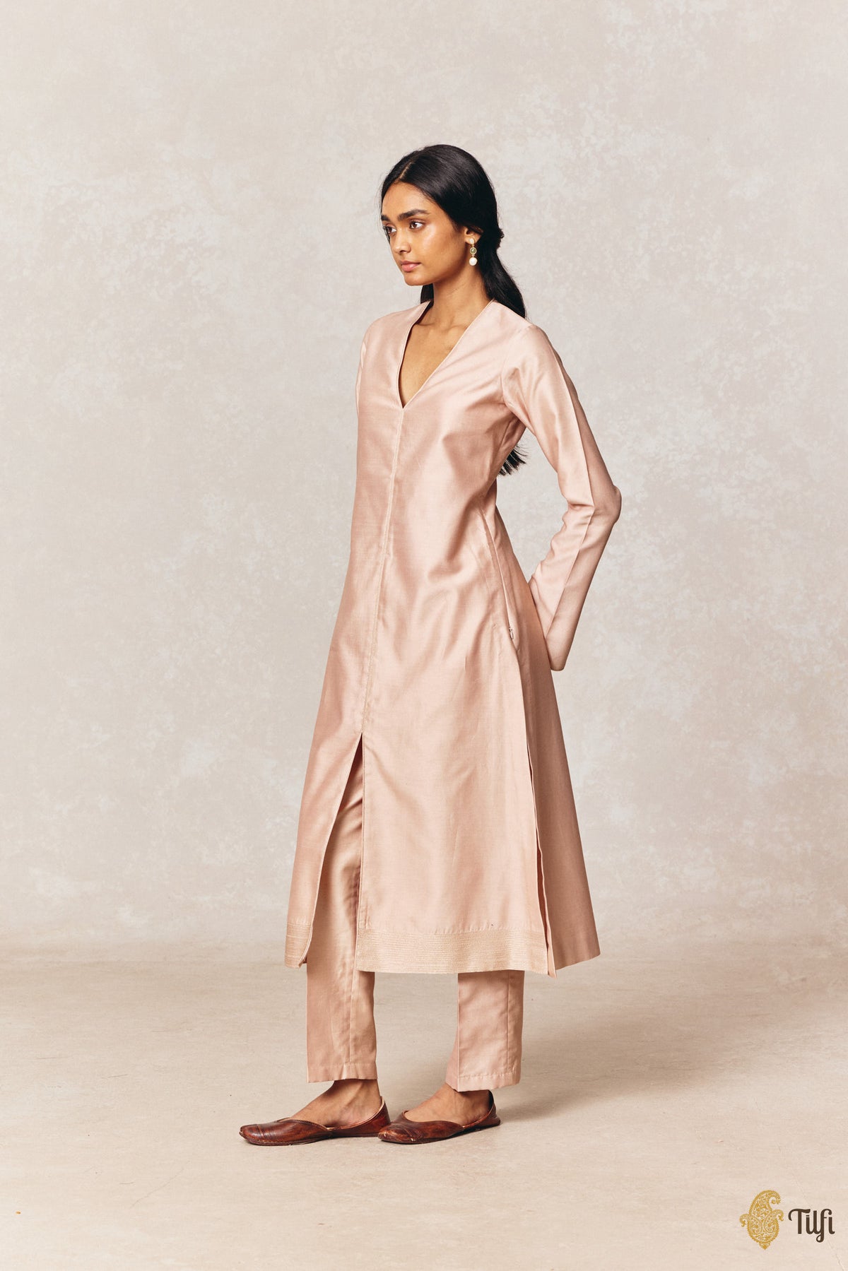 Light Nude Pink Pure Silk Cotton Tilfi Essentials Suit Set