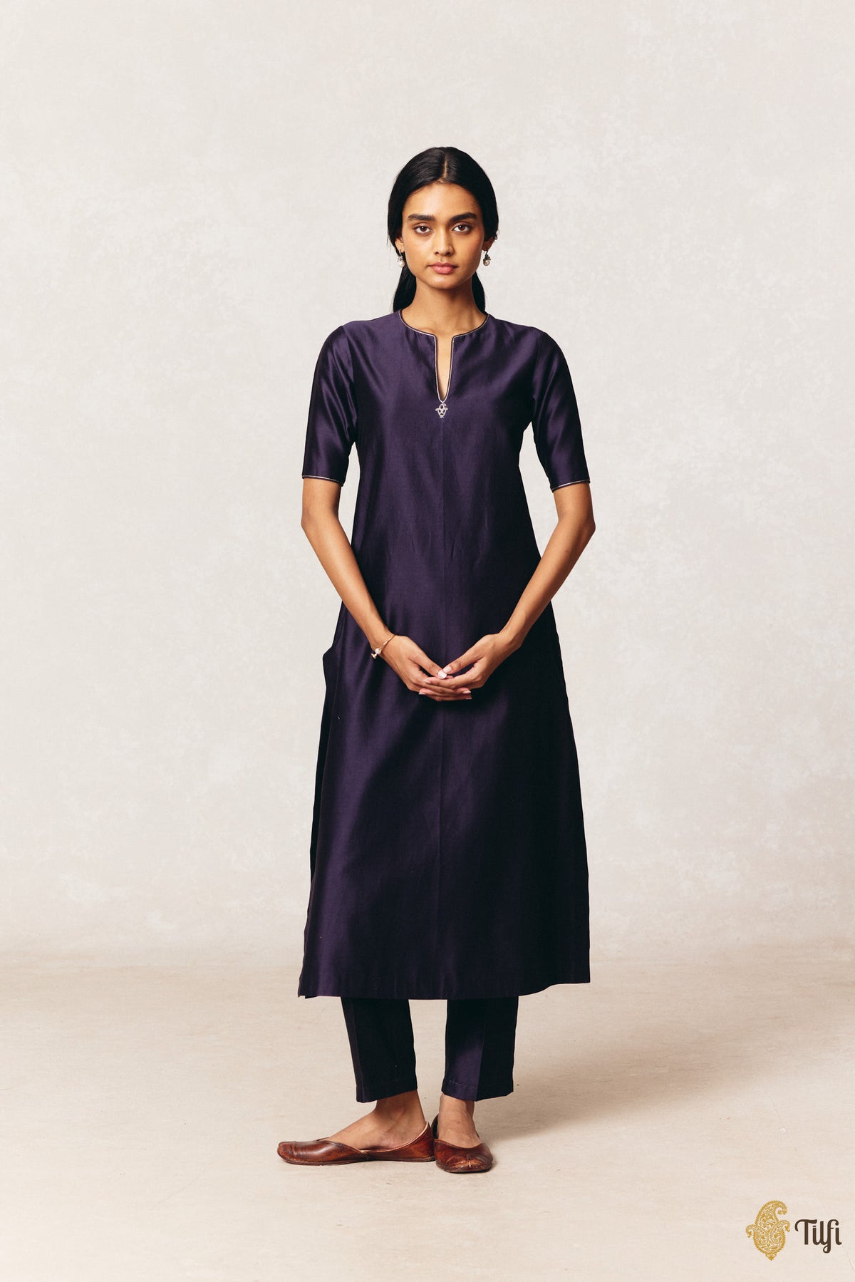 Deep Blue Pure Silk Cotton Tilfi Essentials Suit Set