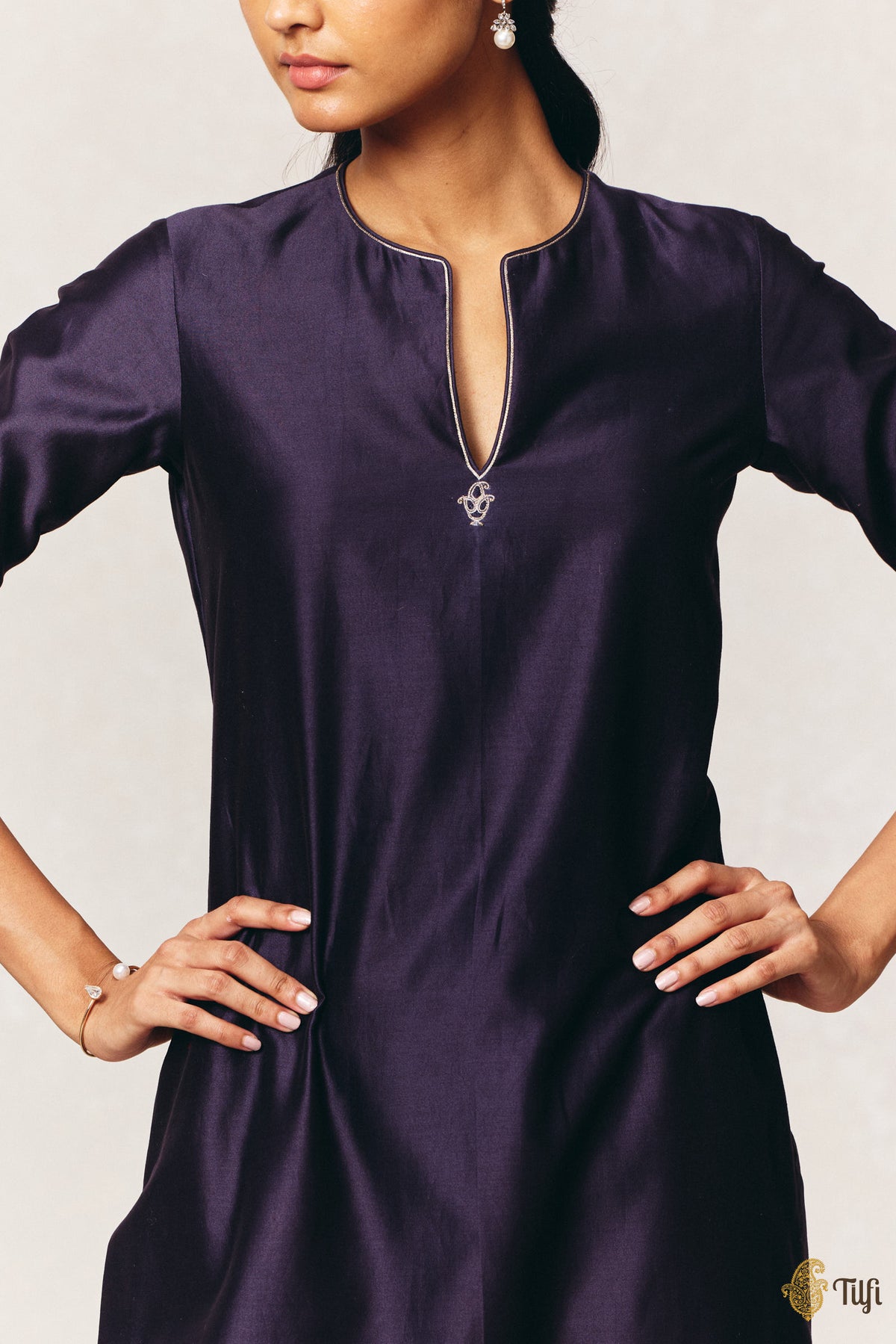 Deep Blue Pure Silk Cotton Tilfi Essentials Suit Set