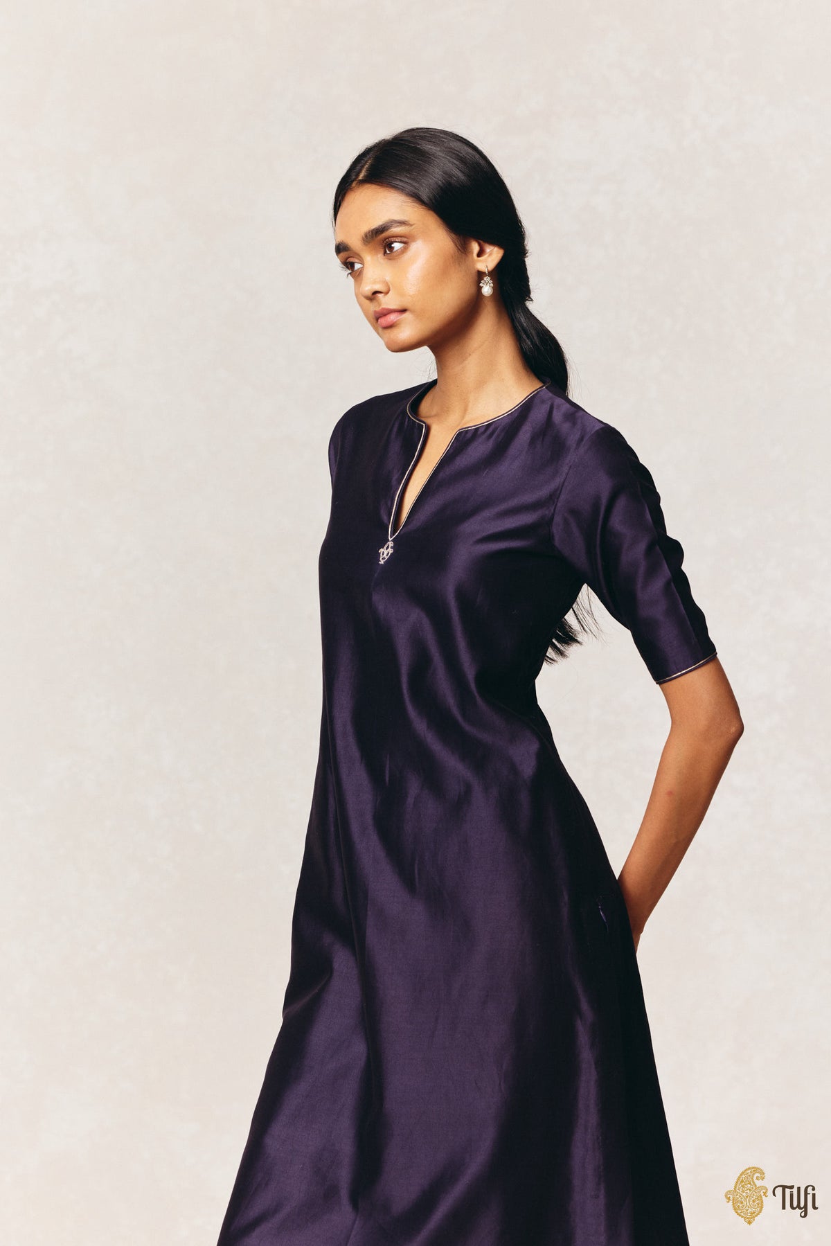Deep Blue Pure Silk Cotton Tilfi Essentials Suit Set