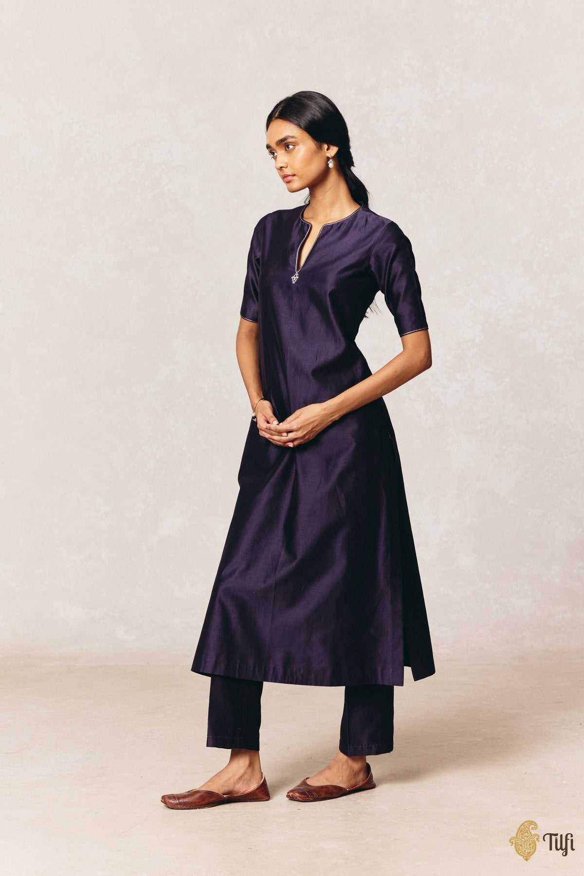 Deep Blue Pure Silk Cotton Tilfi Essentials Suit Set