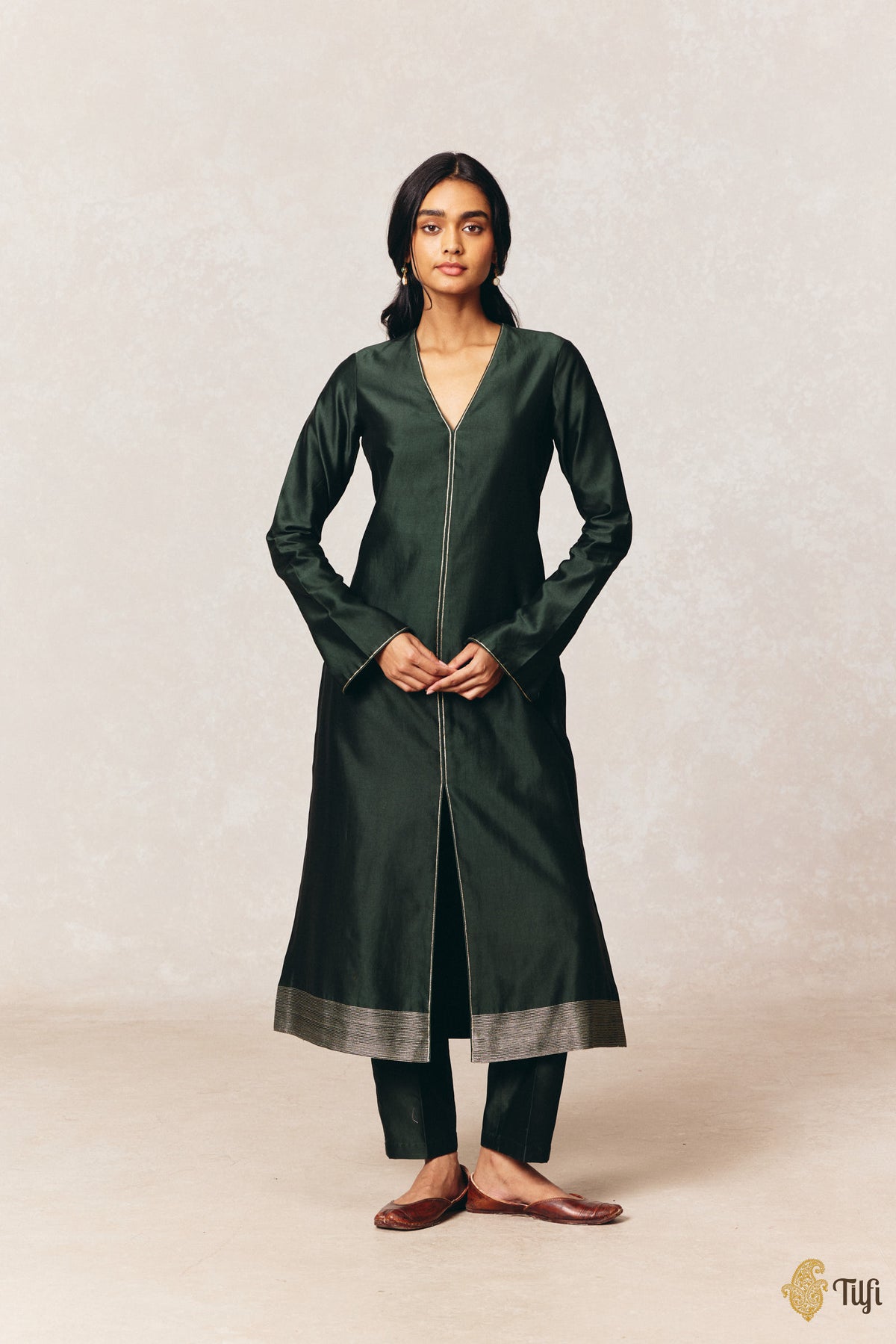 Deep Green Pure Silk Cotton Tilfi Essentials Suit Set
