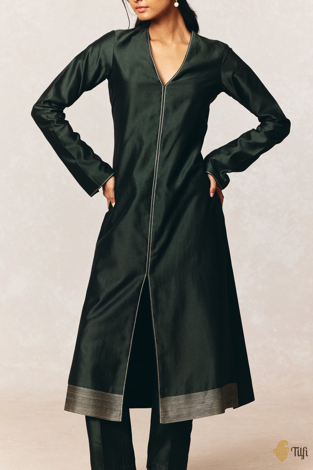 Deep Green Pure Silk Cotton Tilfi Essentials Suit Set