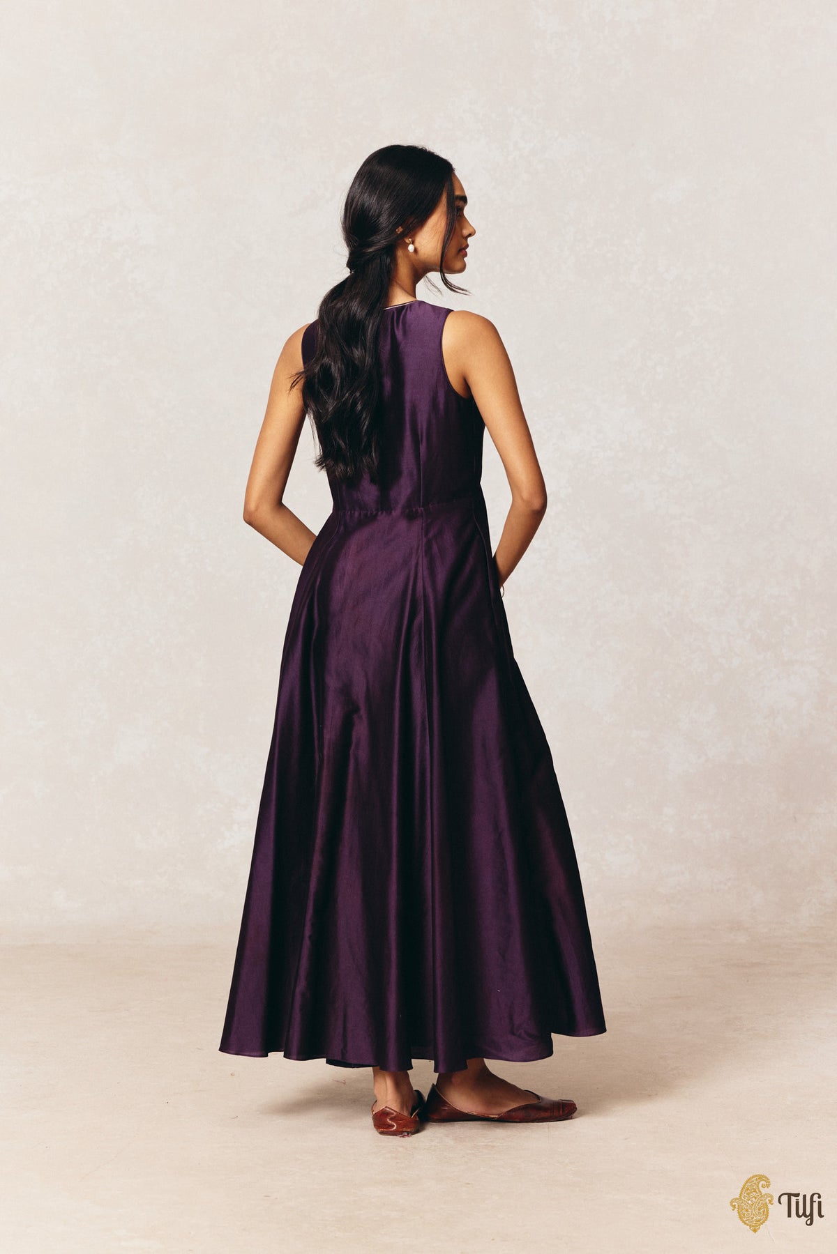 Purple Pure Silk Cotton Tilfi Essentials Anarkali Suit Set