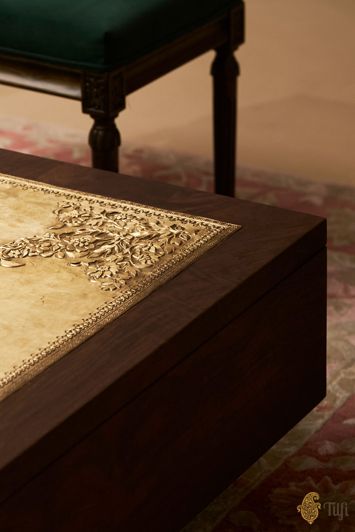 'Koniya' Brass Metal Repoussé Coffee Table