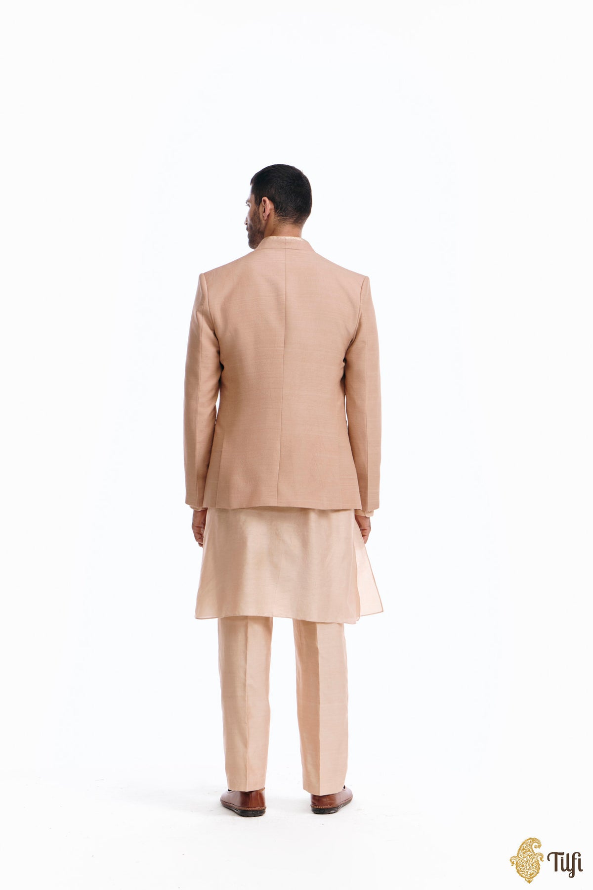 Beige Pure Monga Silk Handwoven Jacket
