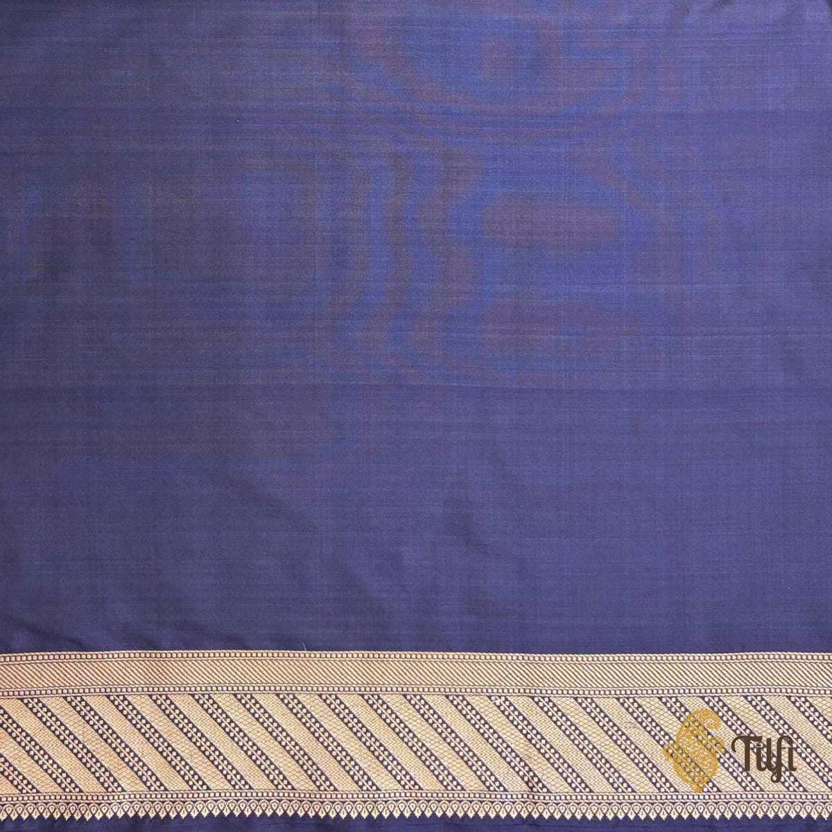 Navy Blue-Grey Pure Katan Silk Banarasi Handloom Saree