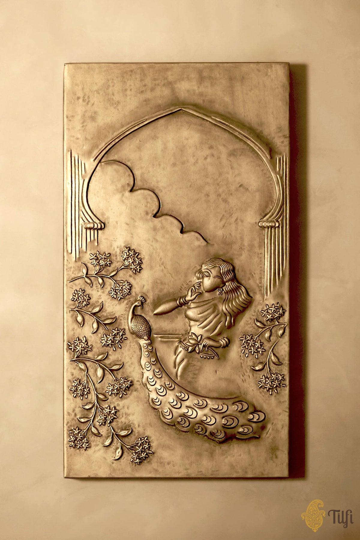 'Meghdoot' Brass Metal Repoussé Wall Art