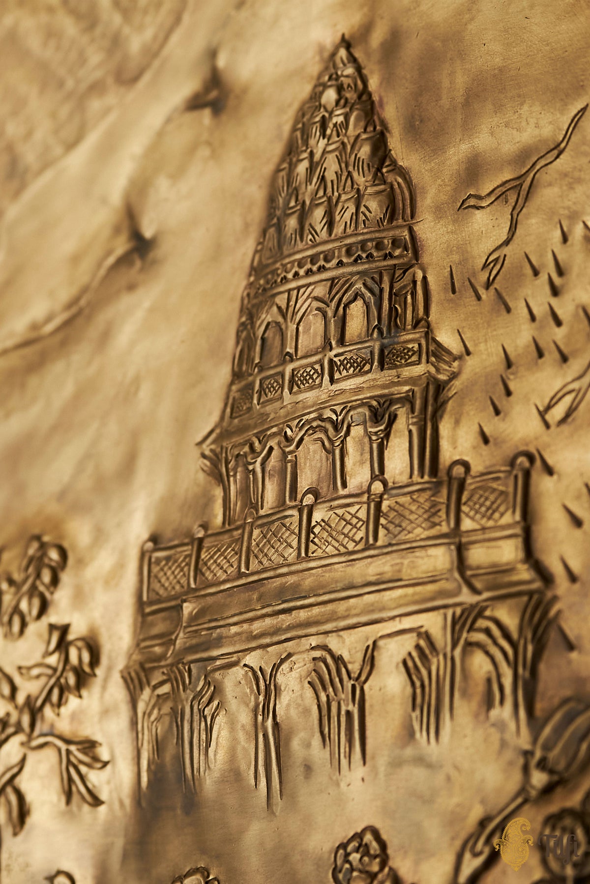 'Meghdoot' Brass Metal Repoussé Wall Art